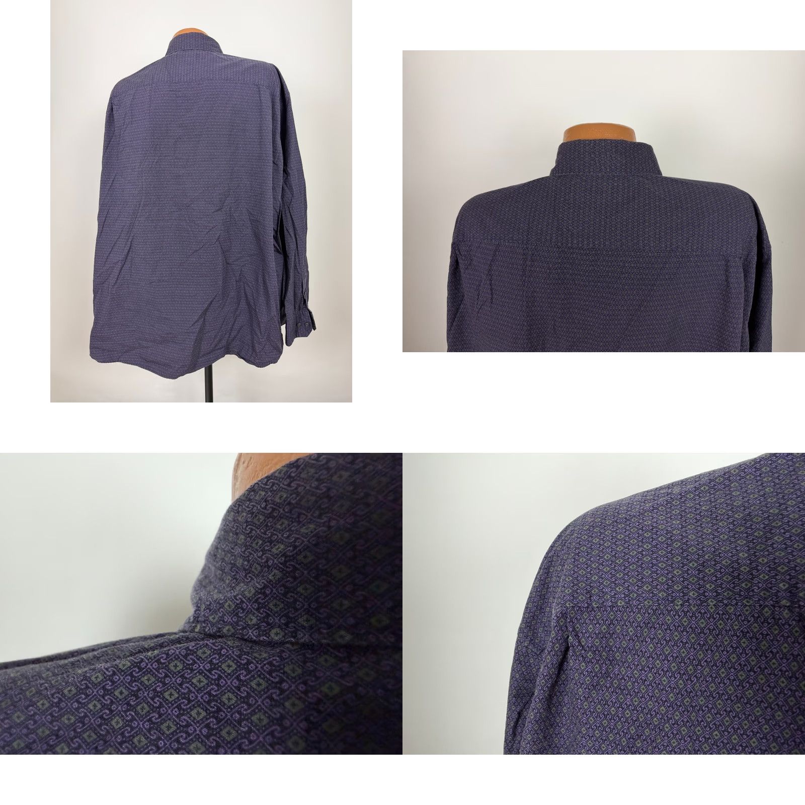 Liz Claiborne VINTAGE Claiborne Shirt Geometric 3XL Purple Cotton Button-Up Casual Mens Size US XXL / EU 58 / 5 - 8 Thumbnail