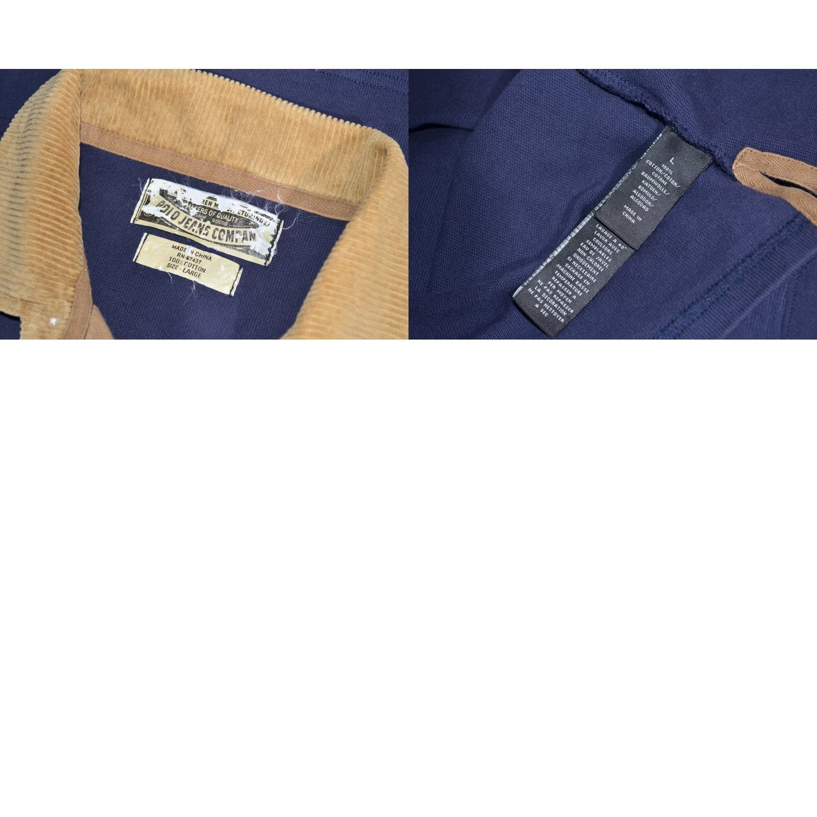 Vintage Polo Jeans Co Rugby Jumper Men’s L Navy Blue Corduroy Collar Elbow Patch Vintage Size US L / EU 52-54 / 3 - 8 Thumbnail