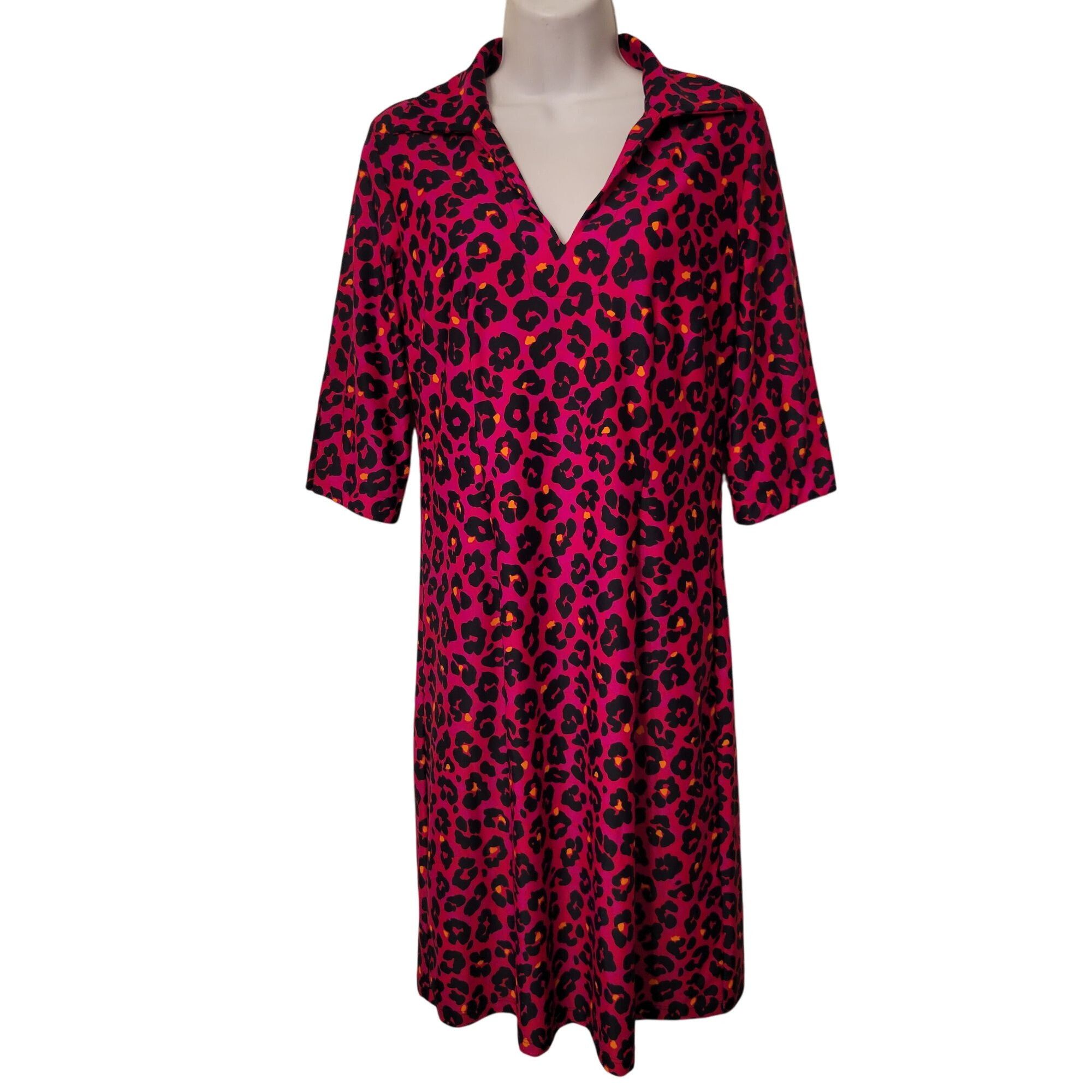 Other Jude Connally Hot Pink Animal Print Leopard Dress S USA V Ne Size S / US 4 / IT 40 - 1 Thumbnail