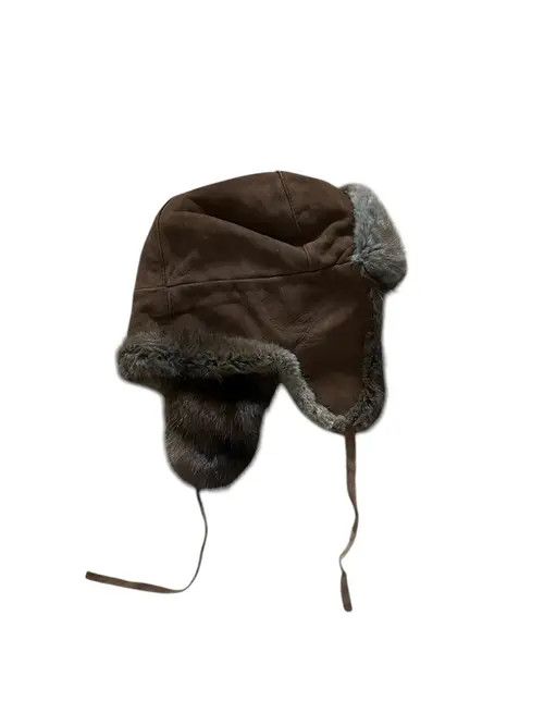 VIBE Real Mink Fur Leather Luxury Vintage Trapper Hat Y2k Size ONE SIZE - 3 Thumbnail