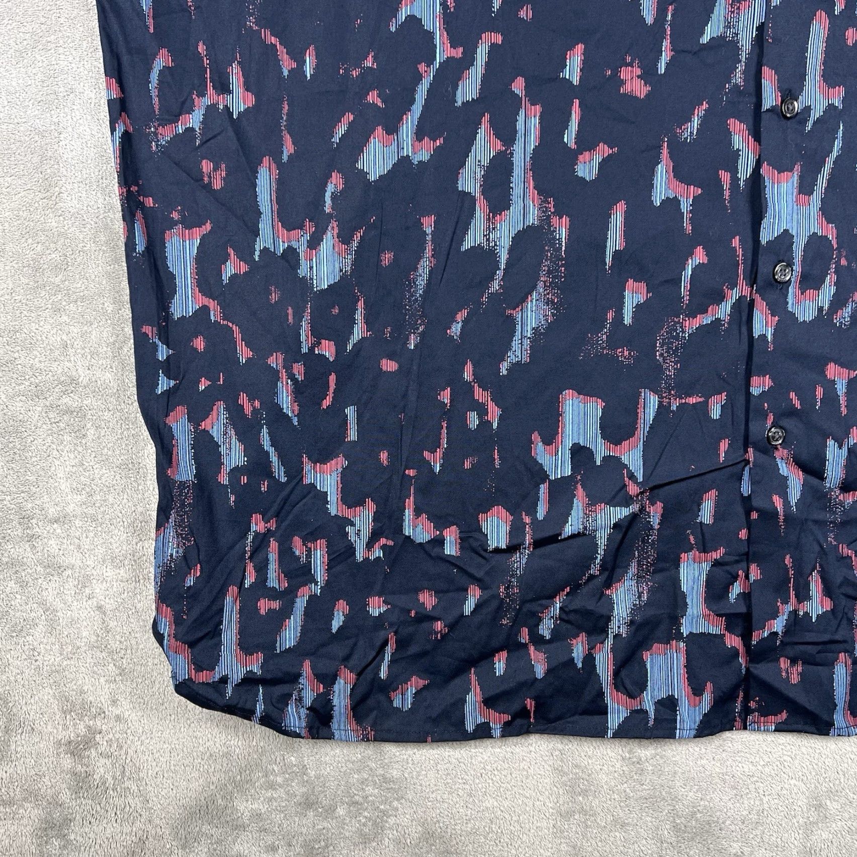 Perry Ellis Perry Ellis Men's Button-Up Shirt Short Sleeve All Over Print Blue 3XLT Stretch Casual Travel Regular Mens Size US XXL / EU 58 / 5 - 3 Thumbnail