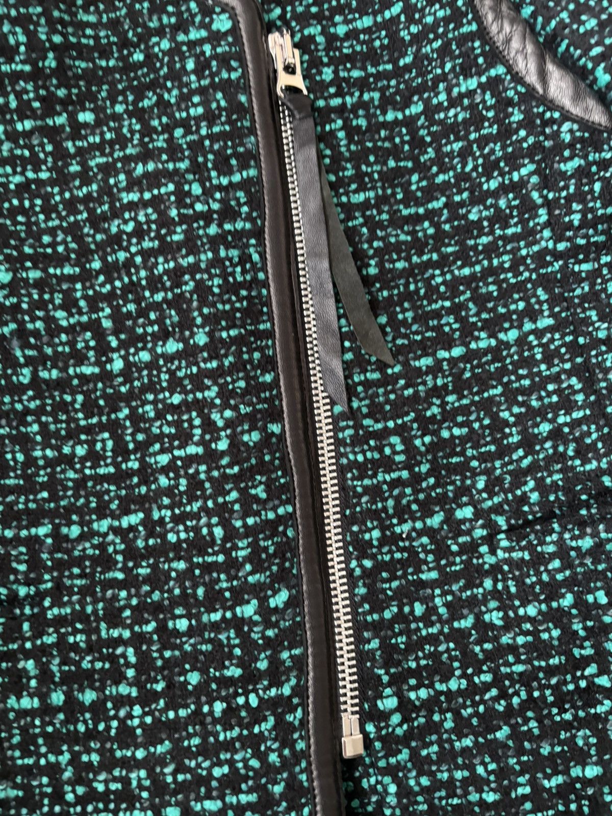 Sandro Sandro Paris Emerald Green Wool-Blend Leather Trim Short Size S / US 4 / IT 40 - 6 Thumbnail