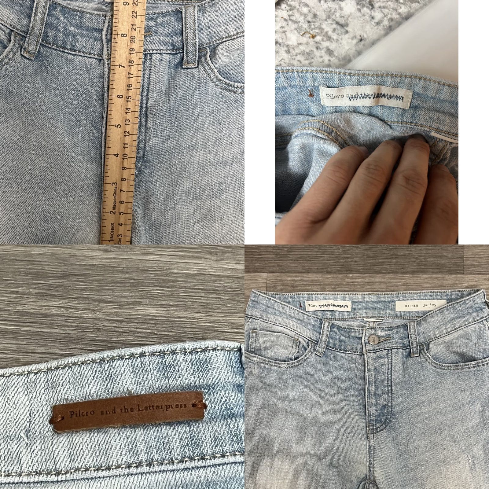 Anthropologie VINTAGE Anthropologie Jeans Womens 27x26 Pilcro & Letterpress Hyphen Patched Distressed Jeans Regular Blue 90s Womens Size 27" / US 4 / IT 40 - 8 Thumbnail