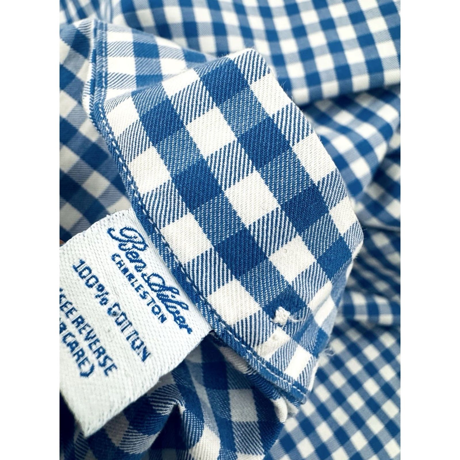 Vintage BEN SILVER Charleston Check Plaid Mens 2XL Shirt Long Sleeve Blue / White Button-Up Size US XXL / EU 58 / 5 - 6 Thumbnail