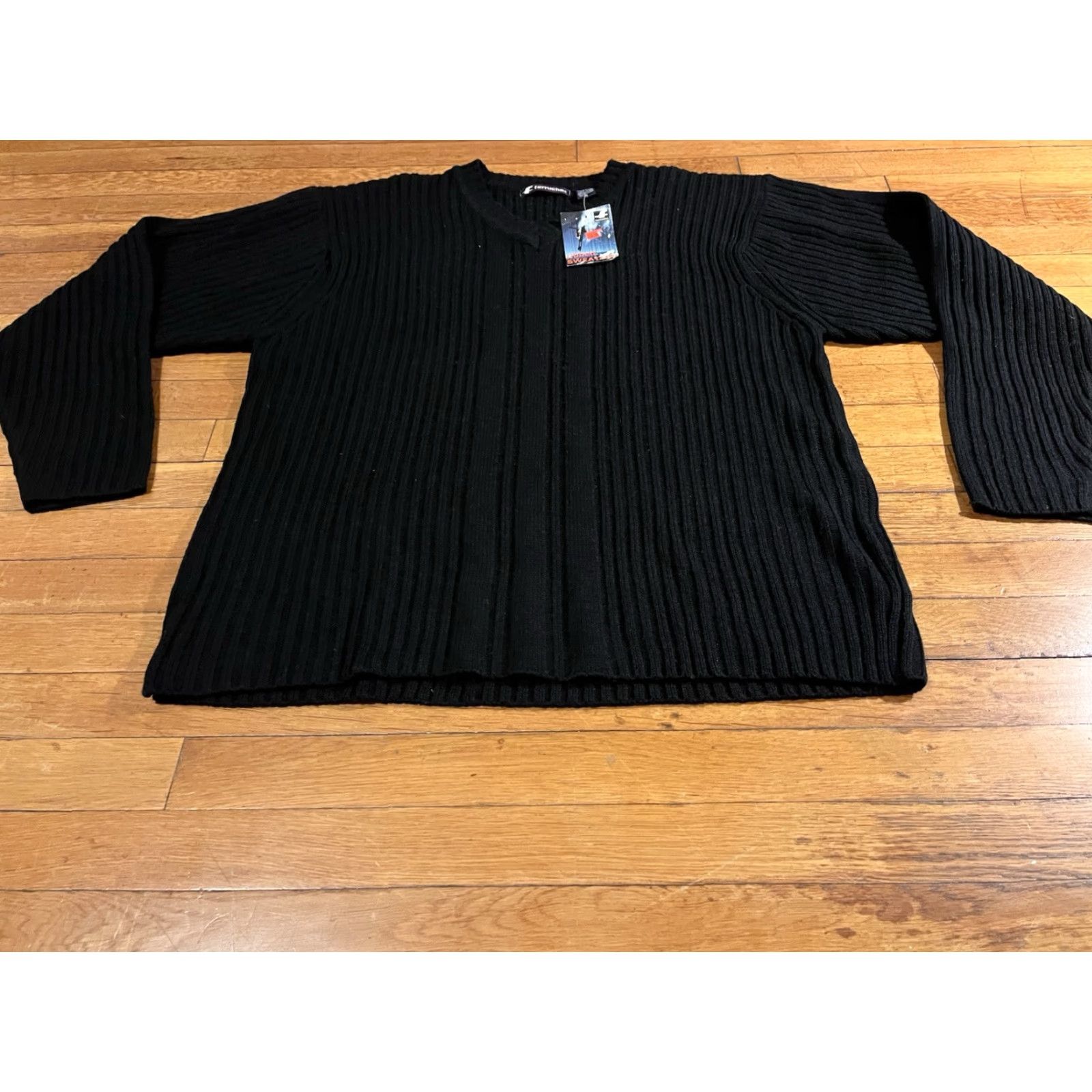Vintage VINTAGE Ferruche Ribbed V-Neck Sweater Men’s XL Black 90s Y2K Size US XL / EU 56 / 4 - 2 Thumbnail
