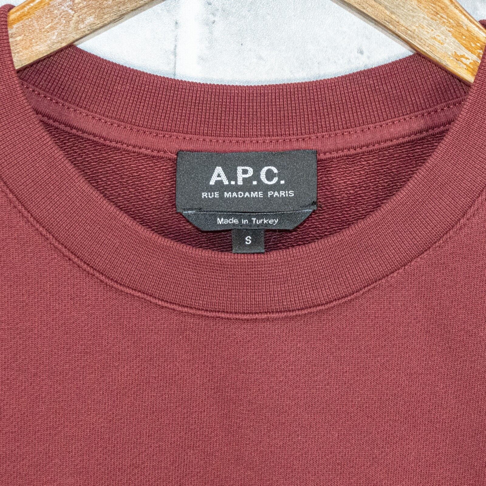 A.P.C. A.P.C. Men's Burgundy VPC Sweatshirt Crewneck French Terry Size US S / EU 44-46 / 1 - 3 Thumbnail