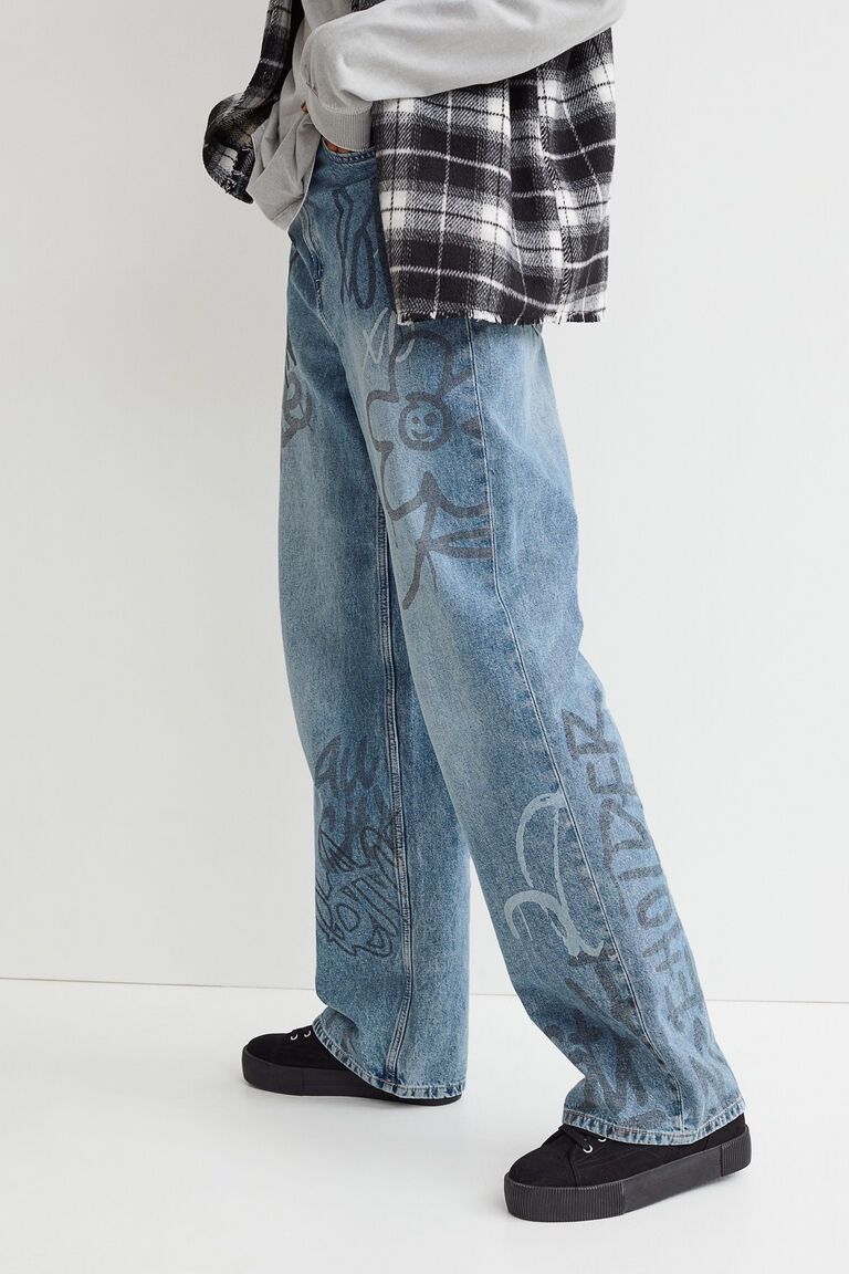Zara Printed Baggy jeans Size 28" / US 6 / IT 42 - 3 Thumbnail