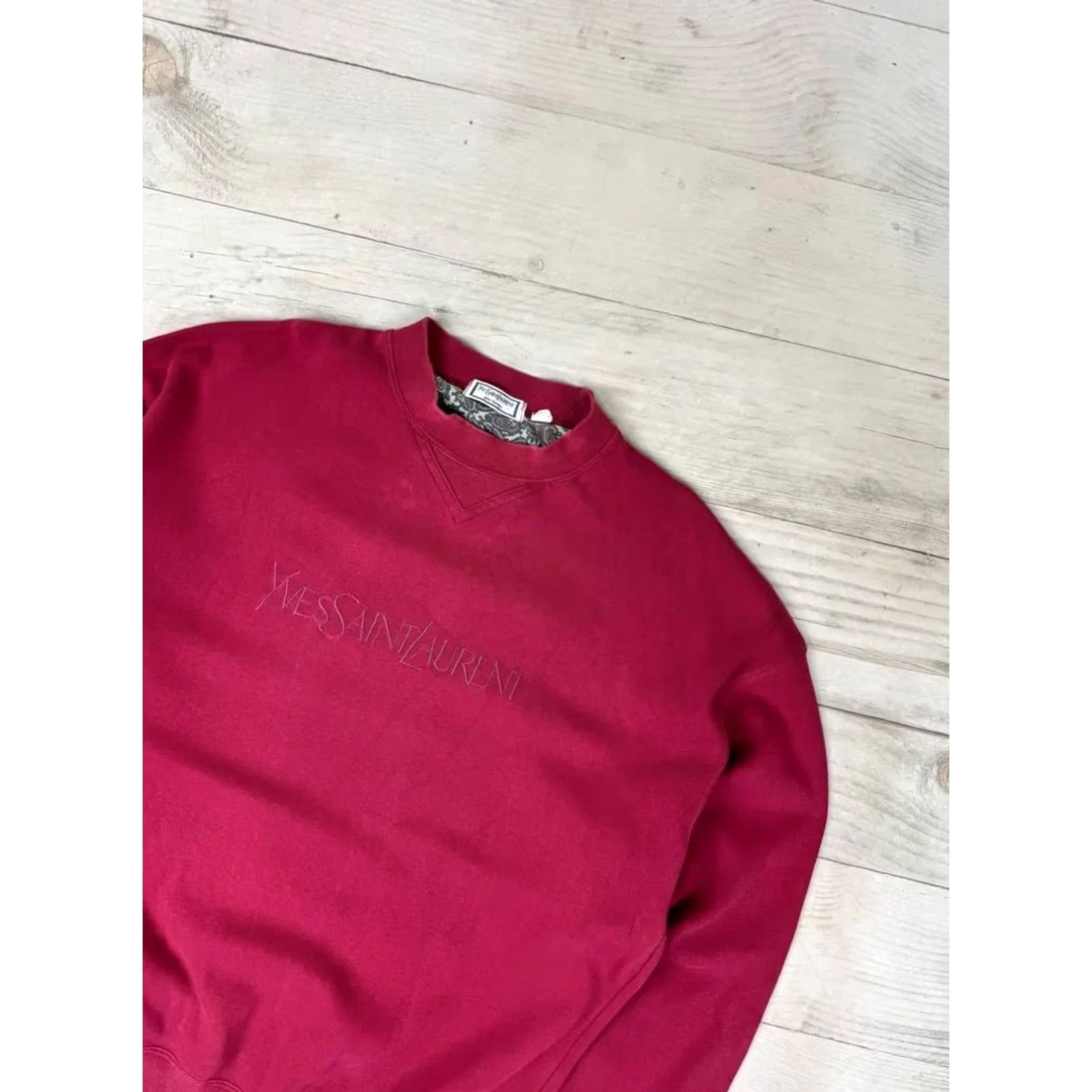 Yves Saint Laurent VINTAGE Saint Laurent Sweatshirt Big Logo 90s Men L Red Logo 90s Mens Sweatshirt Size US L / EU 52-54 / 3 - 2 Thumbnail