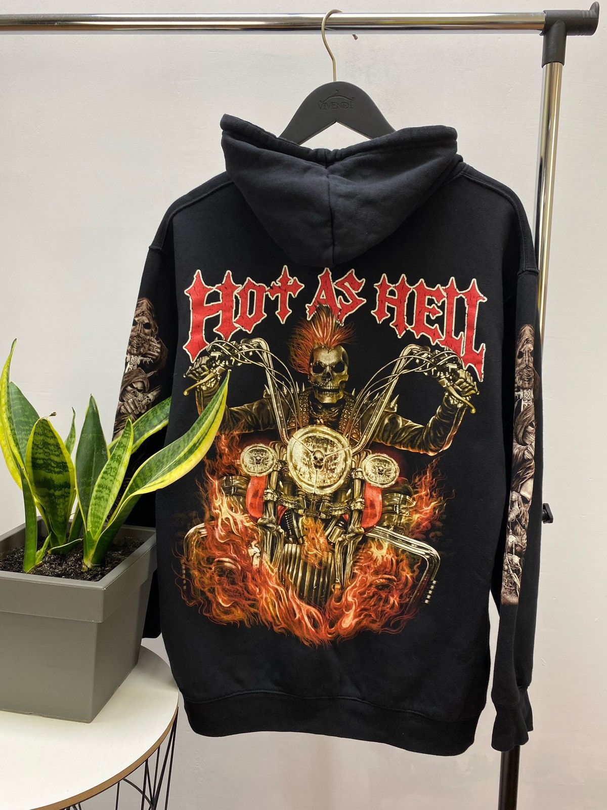 Japanese Brand × Vintage Vintage Y2K Hot AS Hell Burning Skeleton Rider Hoodie Size US L / EU 52-54 / 3 - 1 Thumbnail