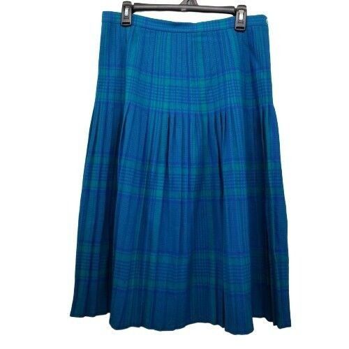 Vintage Windsmoor England 8 Skirt Blue Plaid Pleated Long Modest Woo Size 30" / US 8 / IT 44 - 1 Thumbnail