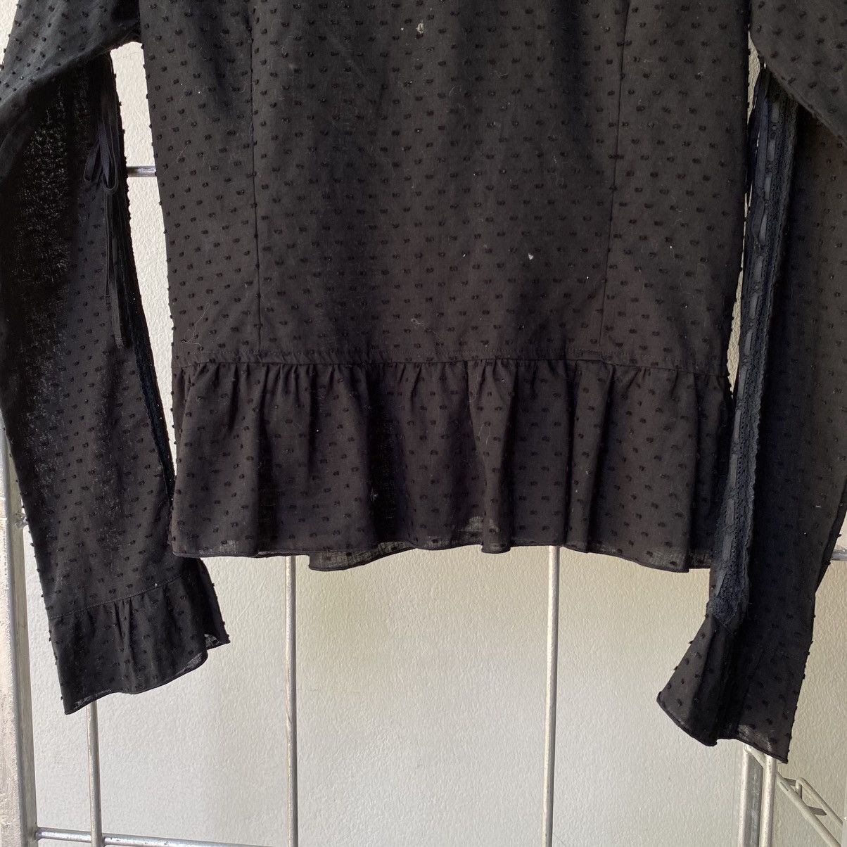 Tornado Mart TORNADO MART Y2K Black Mandarin Lace Blouse Size XS / US 0-2 / IT 36-38 - 10 Thumbnail