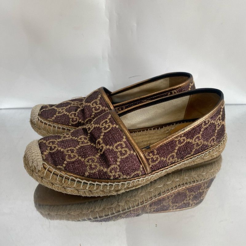 Gucci Brown Logo Espadrilles Flat Shoes