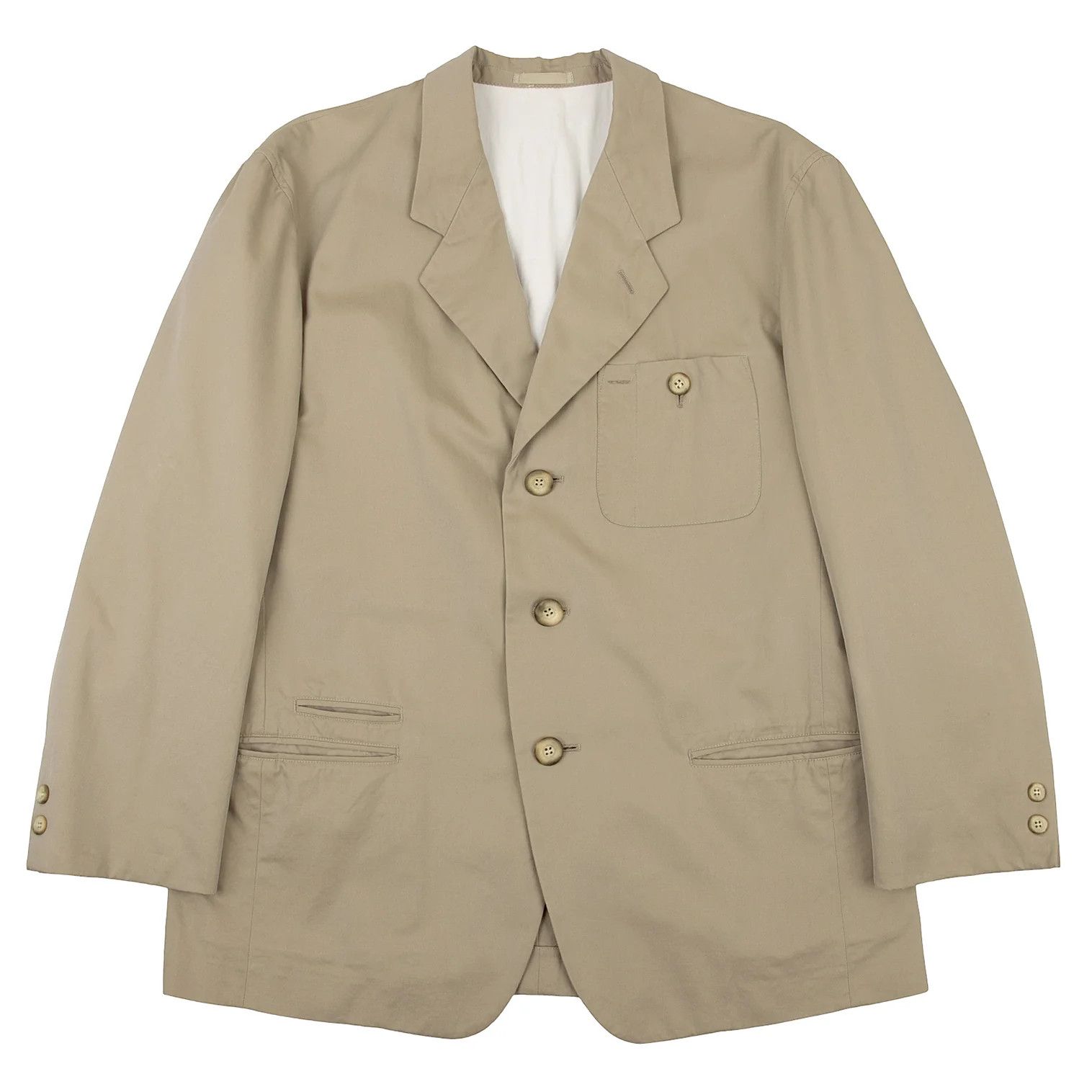 Issey Miyake Cotton Multi-Pocket Design Jacket in Beige, Size S Size US S / EU 44-46 / 1 - 1 Thumbnail