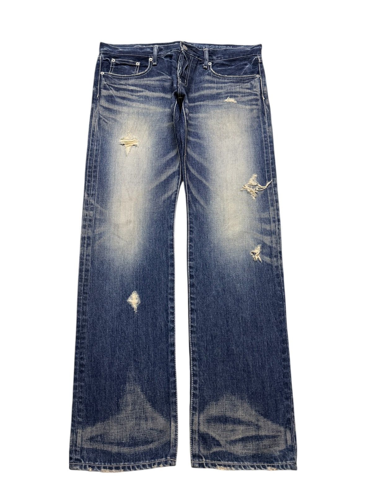If Six Was Nine Vintage Japan Brand Faded Wash Clawmark Whiskers Distressed Size US 35 - 1 Thumbnail