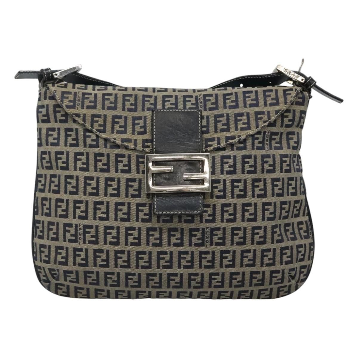 Fendi Mamma Baguette Navy Canvas Shoulder Bag (Pre-Owned) in Blue, Women's