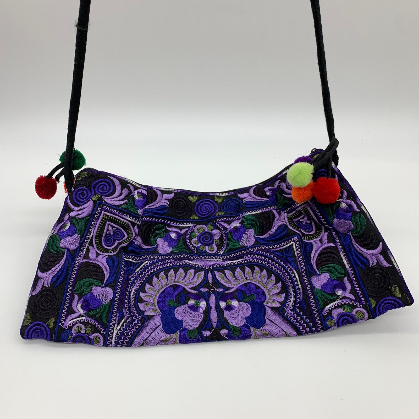 Embroidered Crossbody Bag Purple Small Purse, Women's