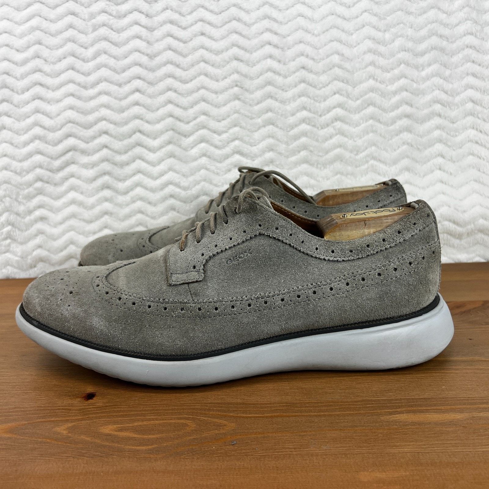 Geox Geox Mens Winfred Suede Shoes Gray Wingtip Brogues 42 US 9 Size US 9 / EU 42 - 12 Thumbnail