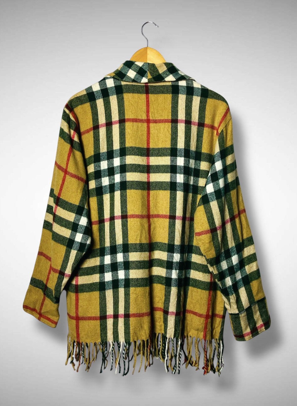 Sisley Vintage Sisley Plaid Fringe Shawl Collar Jacket Coat Size L / US 10 / IT 46 - 2 Thumbnail