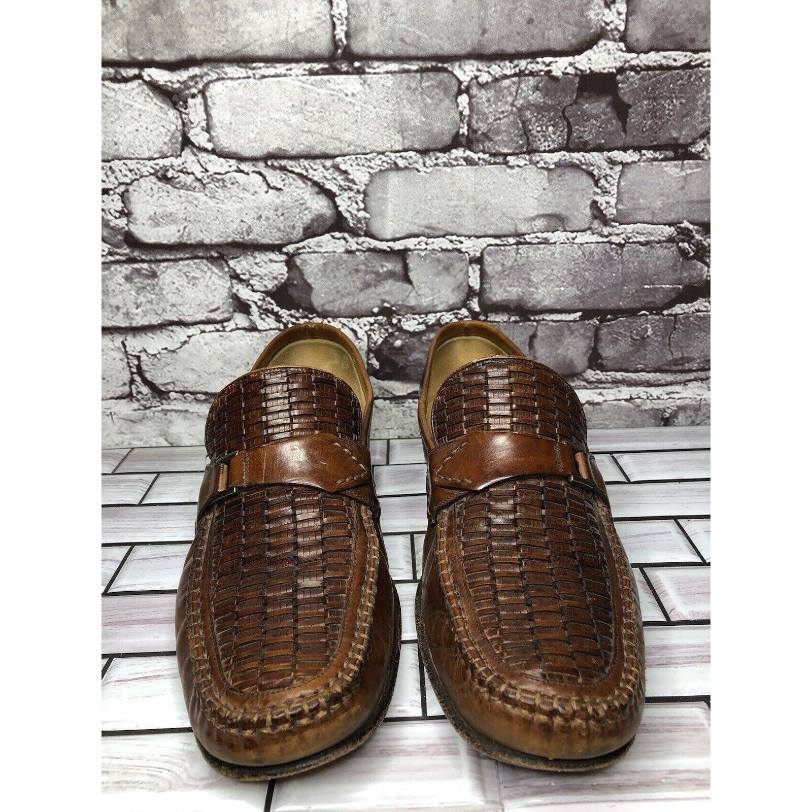 Johnston & Murphy Johnston & Murphy Handcrafted Brown Leather Weaves Dress Loa Size US 11 / EU 44 - 21 Thumbnail