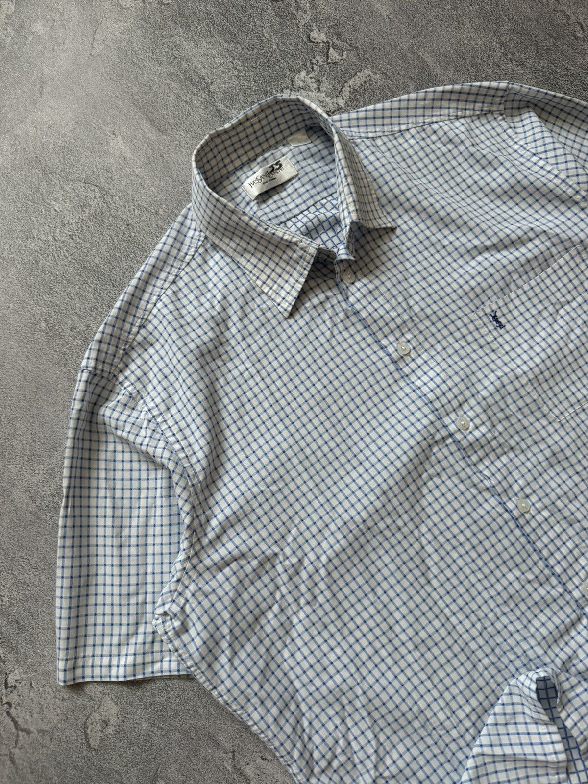 Vintage × Yves Saint Laurent YvesSaintLaurent YSL XL checkered shirt button up polo tee Size US XL / EU 56 / 4 - 2 Thumbnail