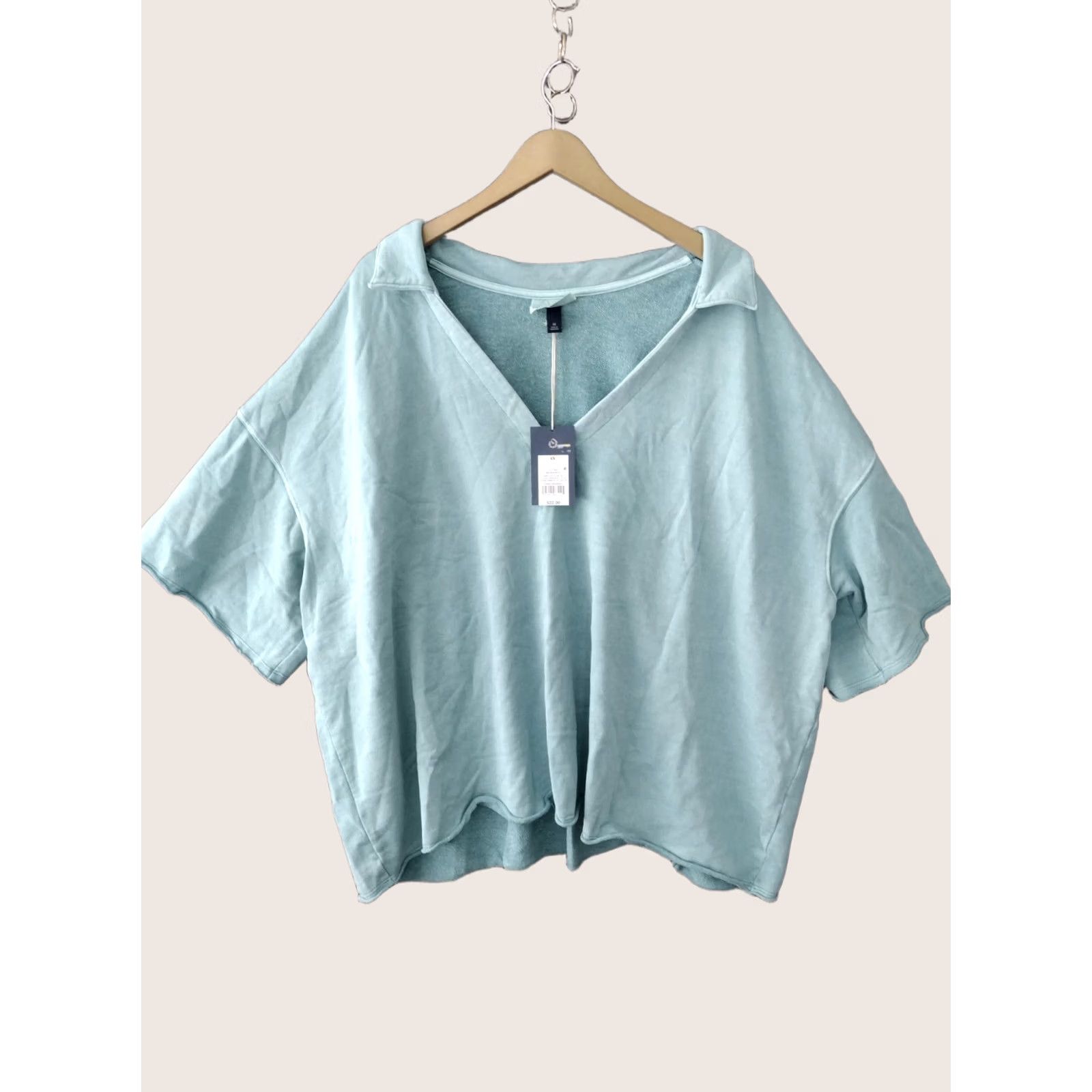 Vintage Universal Thread Polo Shirt Womens 4X Aqua Blue Collared Short Sleeve Cropped 90s Theme, Casual, All Seasons, Machine Washable, Plus Size Size XXL / US 16-18 / IT 52-54 - 1 Thumbnail
