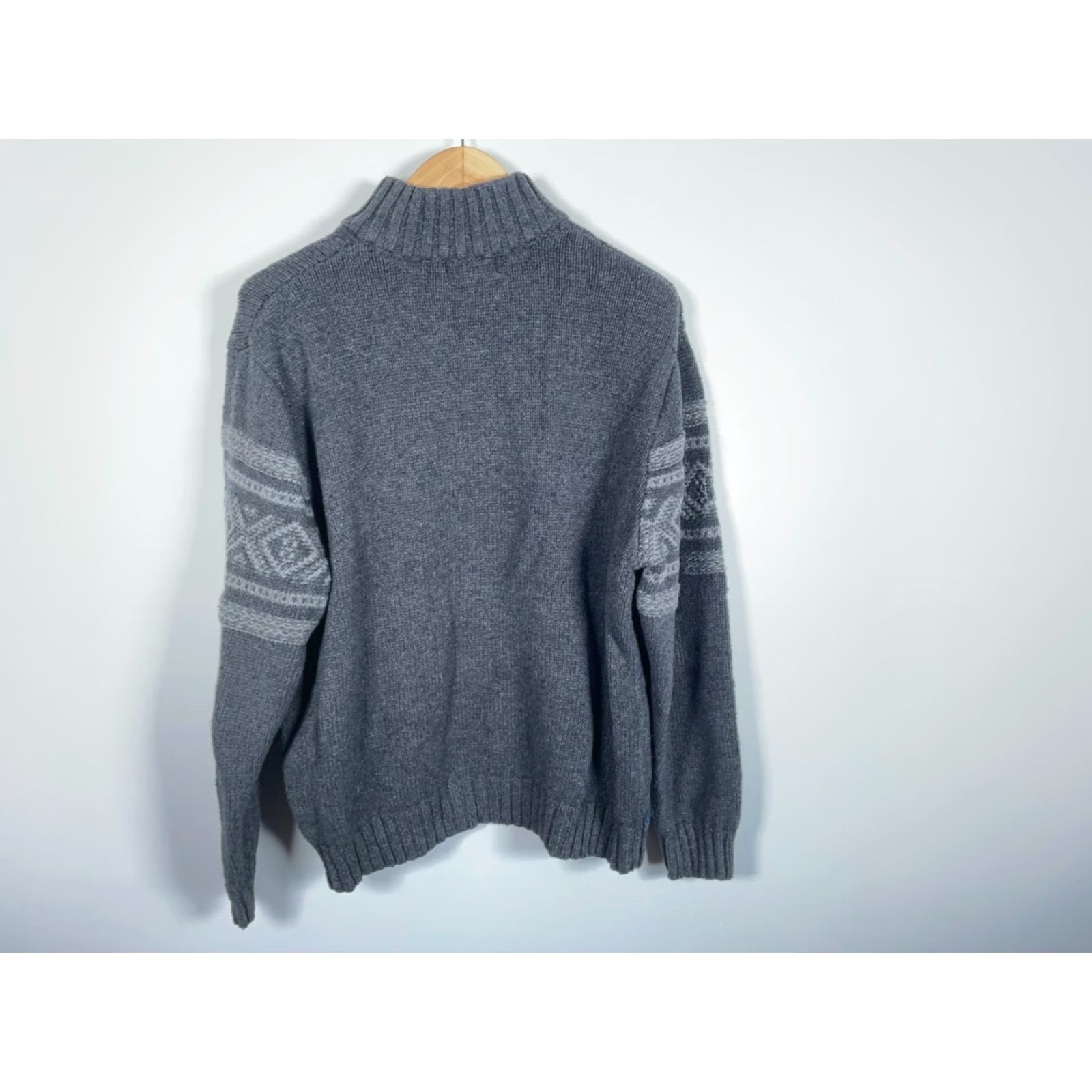 Eddie Bauer VINTAGE Eddie Bauer 1/4-Zip Sweater Mens XL Dark Gray Geometric Wool Blend Knit Size US XL / EU 56 / 4 - 2 Thumbnail