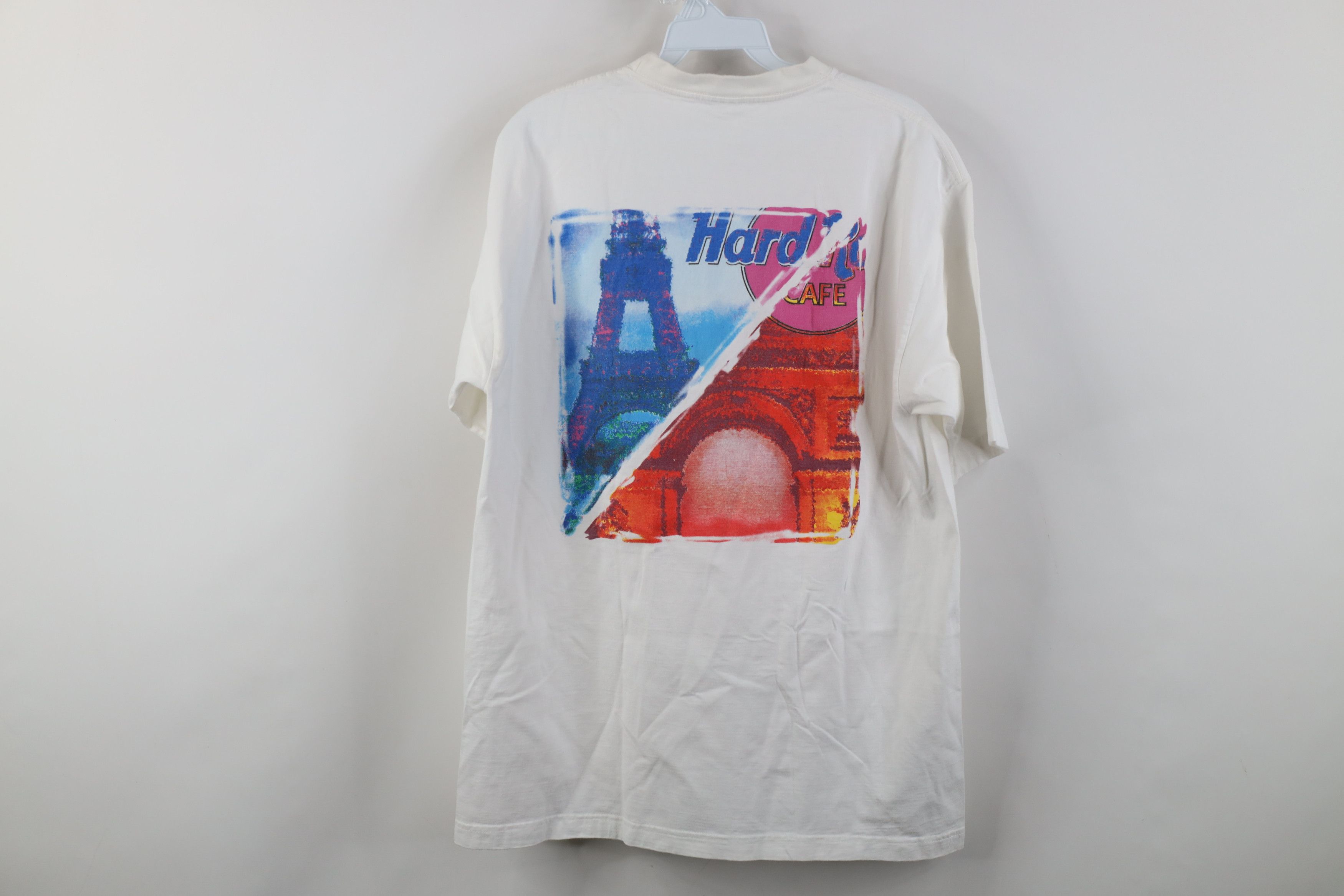 Hard Rock Cafe Vintage 90s Hard Rock Cafe Paris Eiffel Tower T-Shirt White Size US L / EU 52-54 / 3 - 12 Thumbnail
