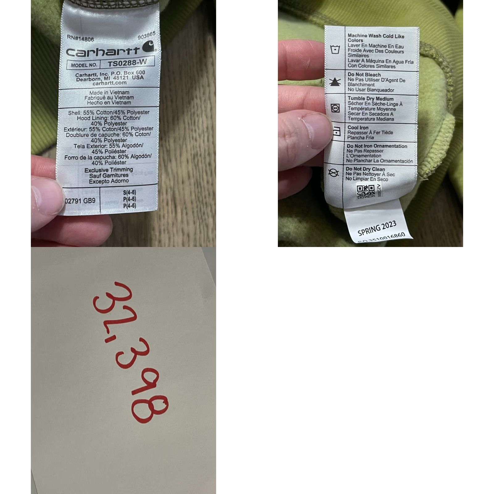 Carhartt Carhartt Hoodie Womens Size Small Green Pullover Relaxed Fit Drawstring Size S / US 4 / IT 40 - 8 Thumbnail