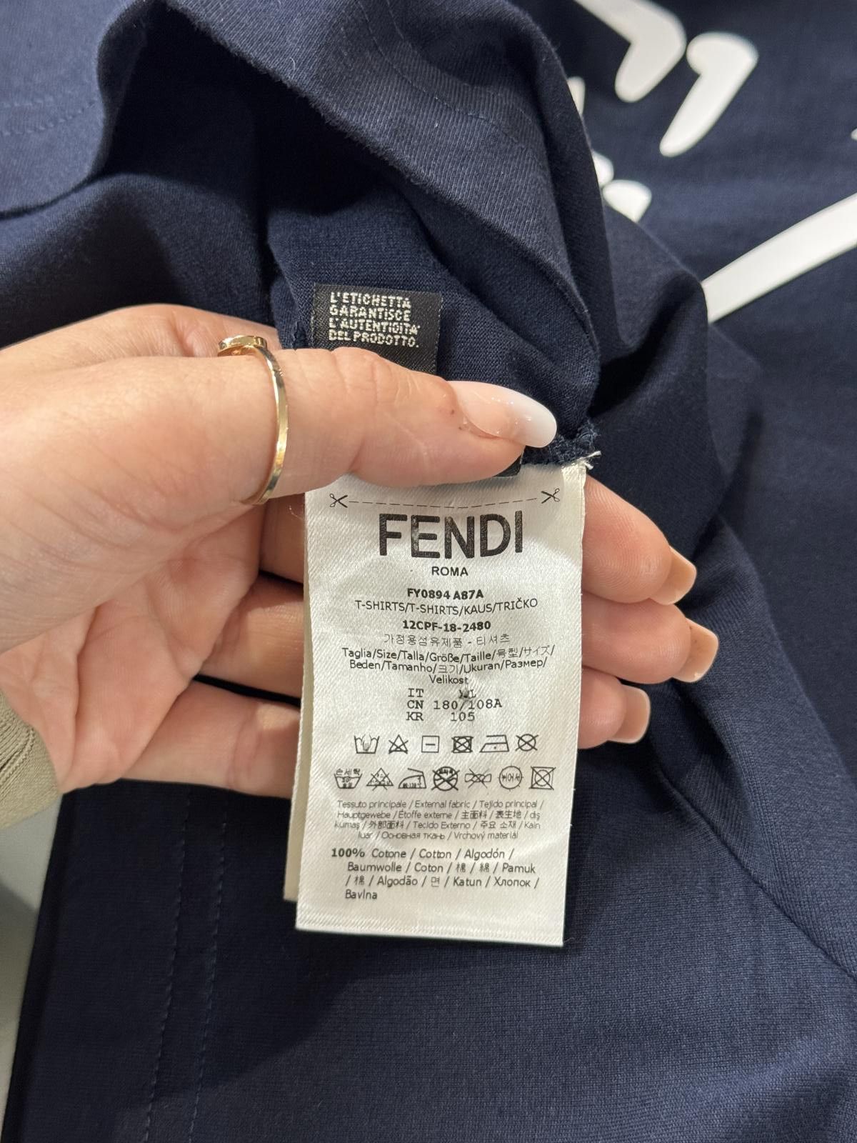 Fendi Fendi Mens Crystal Monster Eyes T Shirt X-Large Navy Size US XL / EU 56 / 4 - 8 Thumbnail