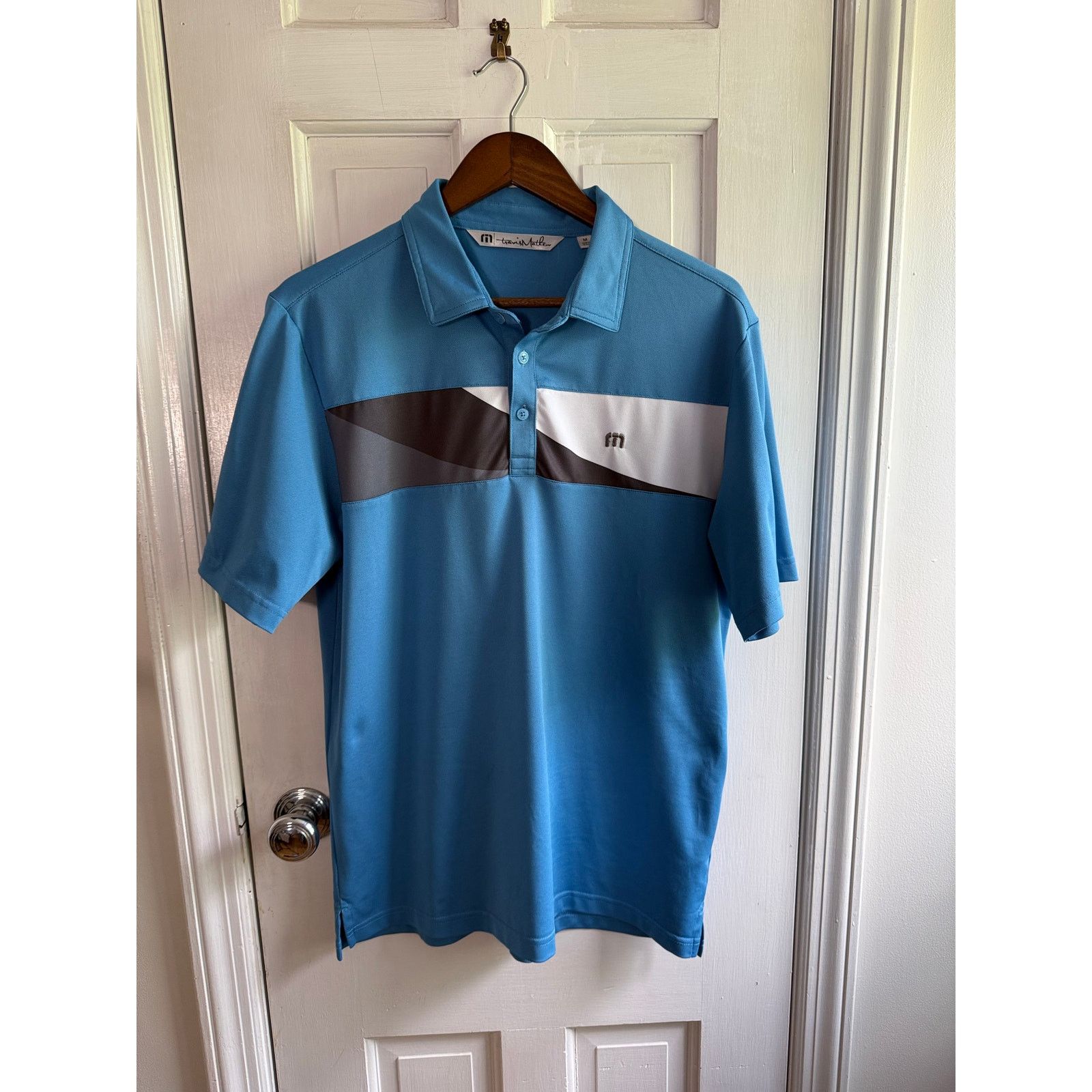 TravisMathew Travis Mathew Men’s Medium Golf Polo Blue Heather Geometric Size US M / EU 48-50 / 2 - 1 Thumbnail