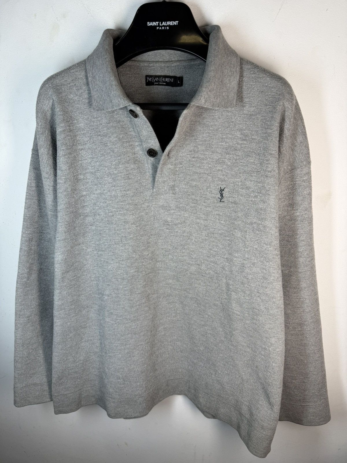 Yves Saint Laurent 90’s YSL Sweatshirt 1/4 Button YSL Sweater Size US L / EU 52-54 / 3 - 11 Thumbnail