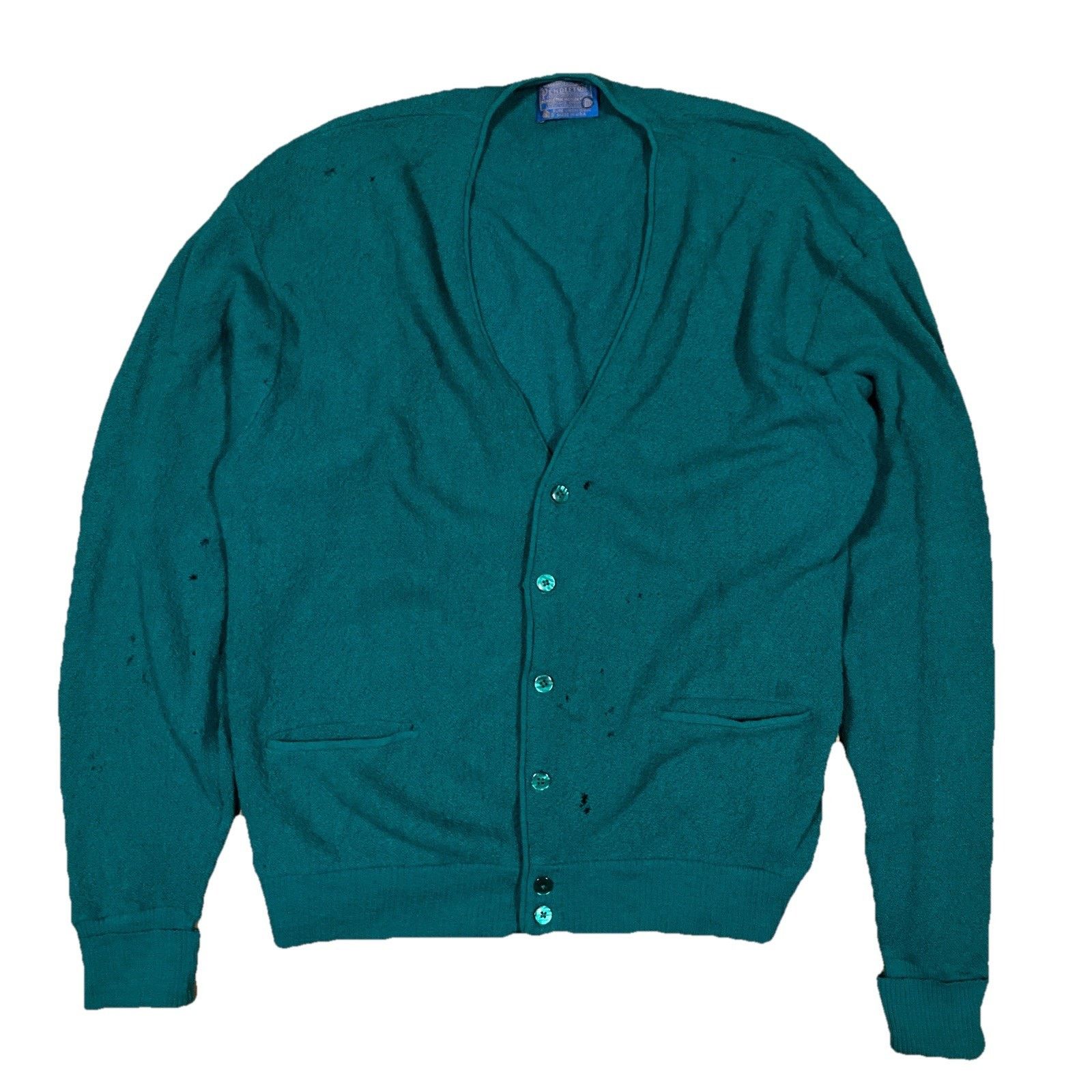 Pendleton VTG Pendleton Cardigan Teal Blue Wool Grunge Distressed Size US XL / EU 56 / 4 - 1 Thumbnail