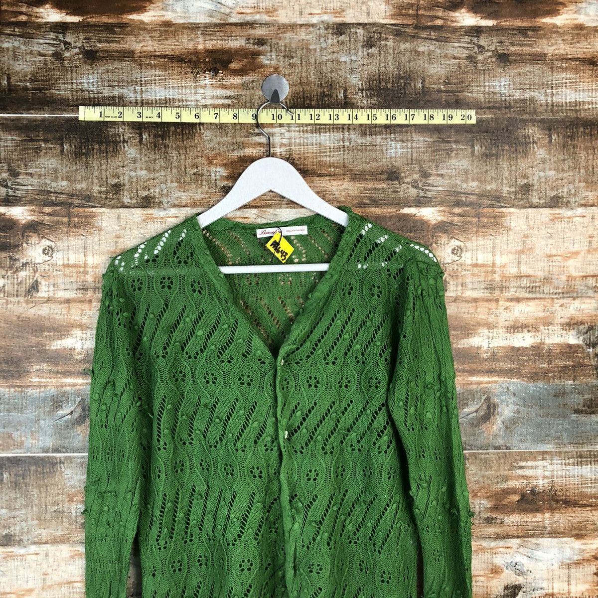 Beams Plus Beamboys Green crochet meshnet Cardigan Knitwear #A1643 Size US M / EU 48-50 / 2 - 2 Thumbnail