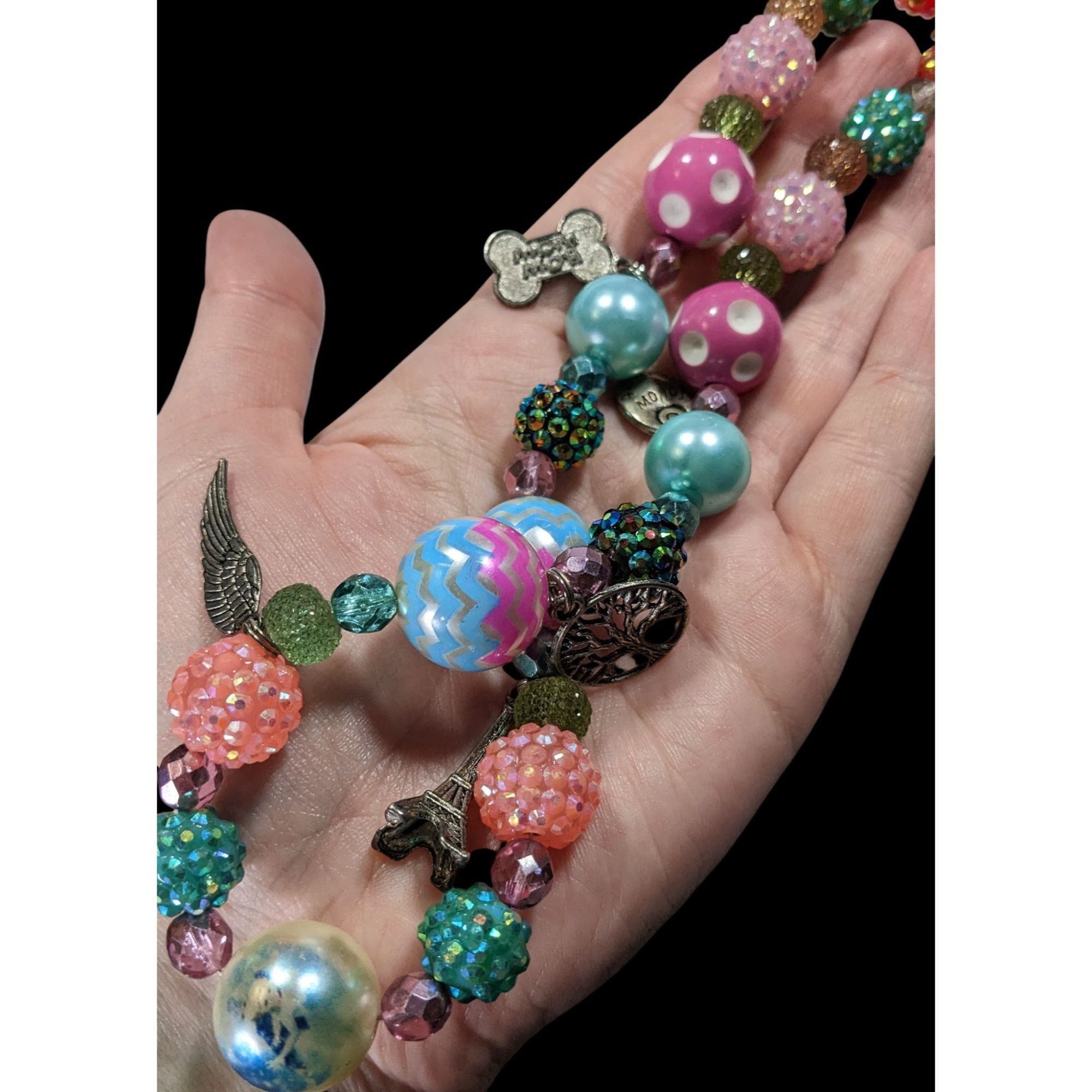 Handmade Candycore Bubblegum Rainbow Necklace With Charms Size ONE SIZE - 4 Thumbnail