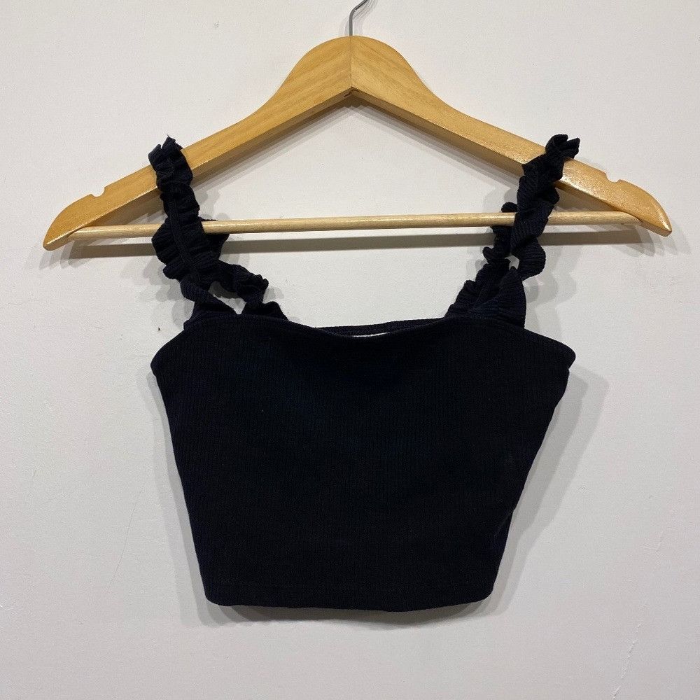 Aritzia Aritzia Sunday Best Firecracked Cropped Ribbed Ruffle Tank X Size XS / US 0-2 / IT 36-38 - 1 Thumbnail