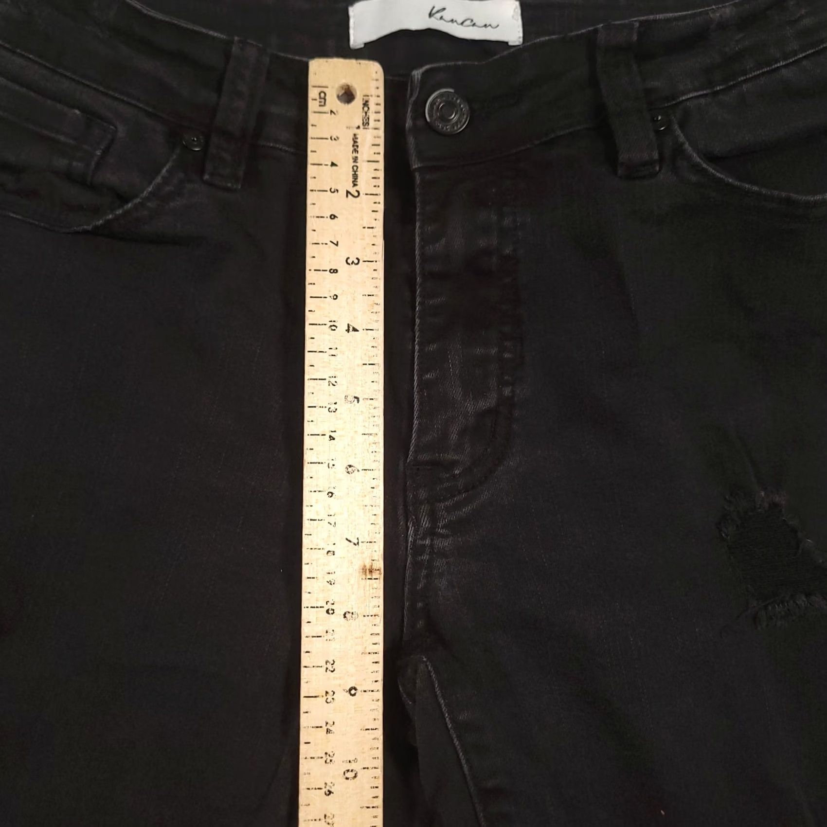 Vintage VINTAGE? No. Kancan Jeans Womens Juniors 11/29 Black Skinny Distressed Fringe Hem Ankle Jeans Size 32" / US 10 / IT 46 - 6 Thumbnail