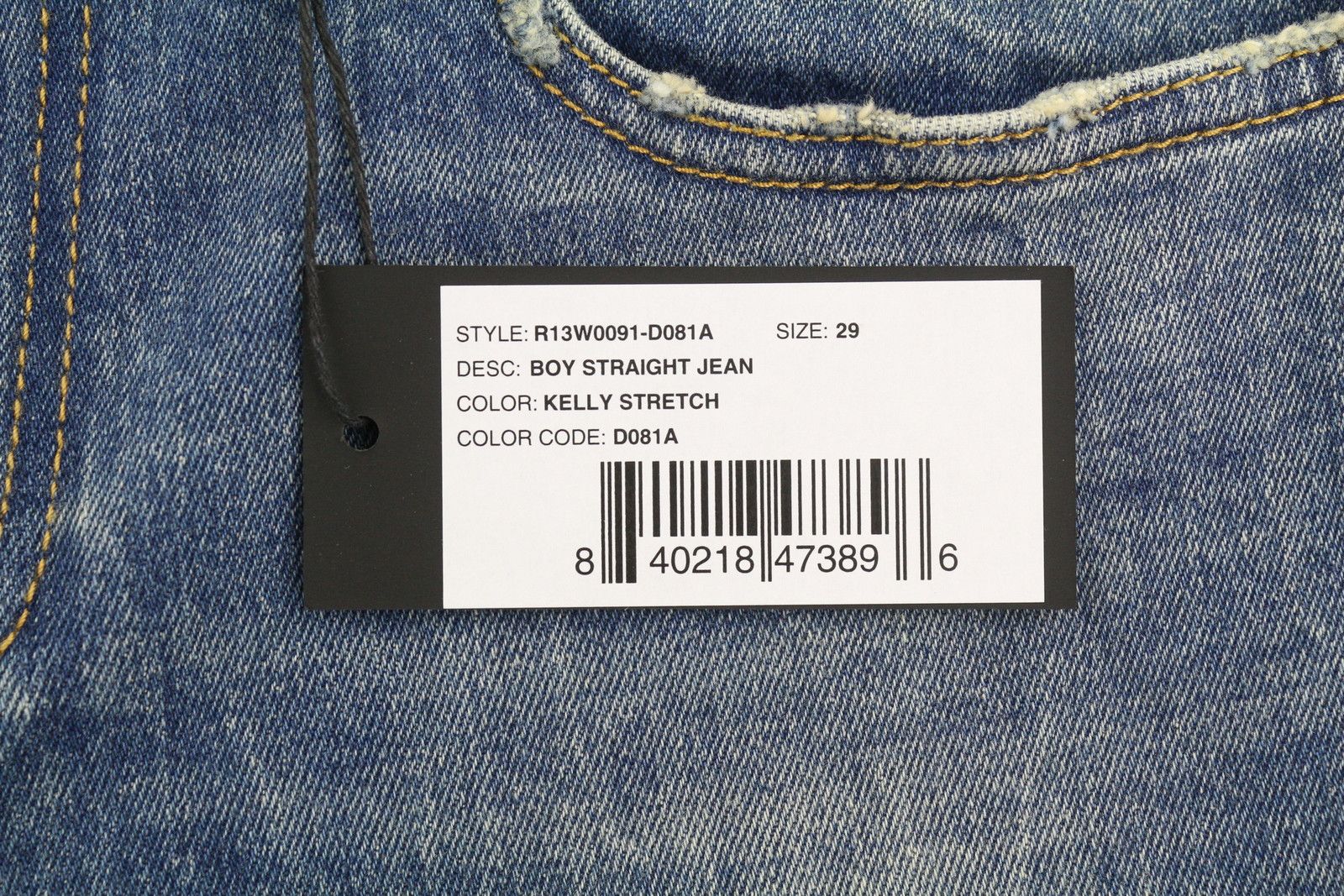 R13 BOY STRAIGHT 29 Cropped Ankle Washed Blue Kelly 84448 Size 29" - 7 Thumbnail