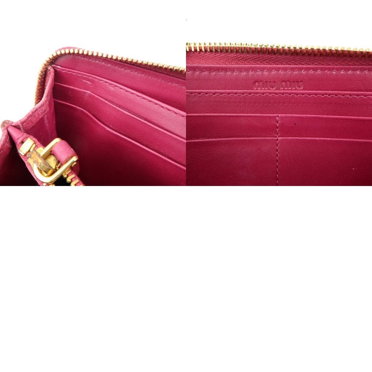 Miu Miu Miu Miu Logo Embossed Leather Zippy Long Wallet Pink Size ONE SIZE - 8 Thumbnail