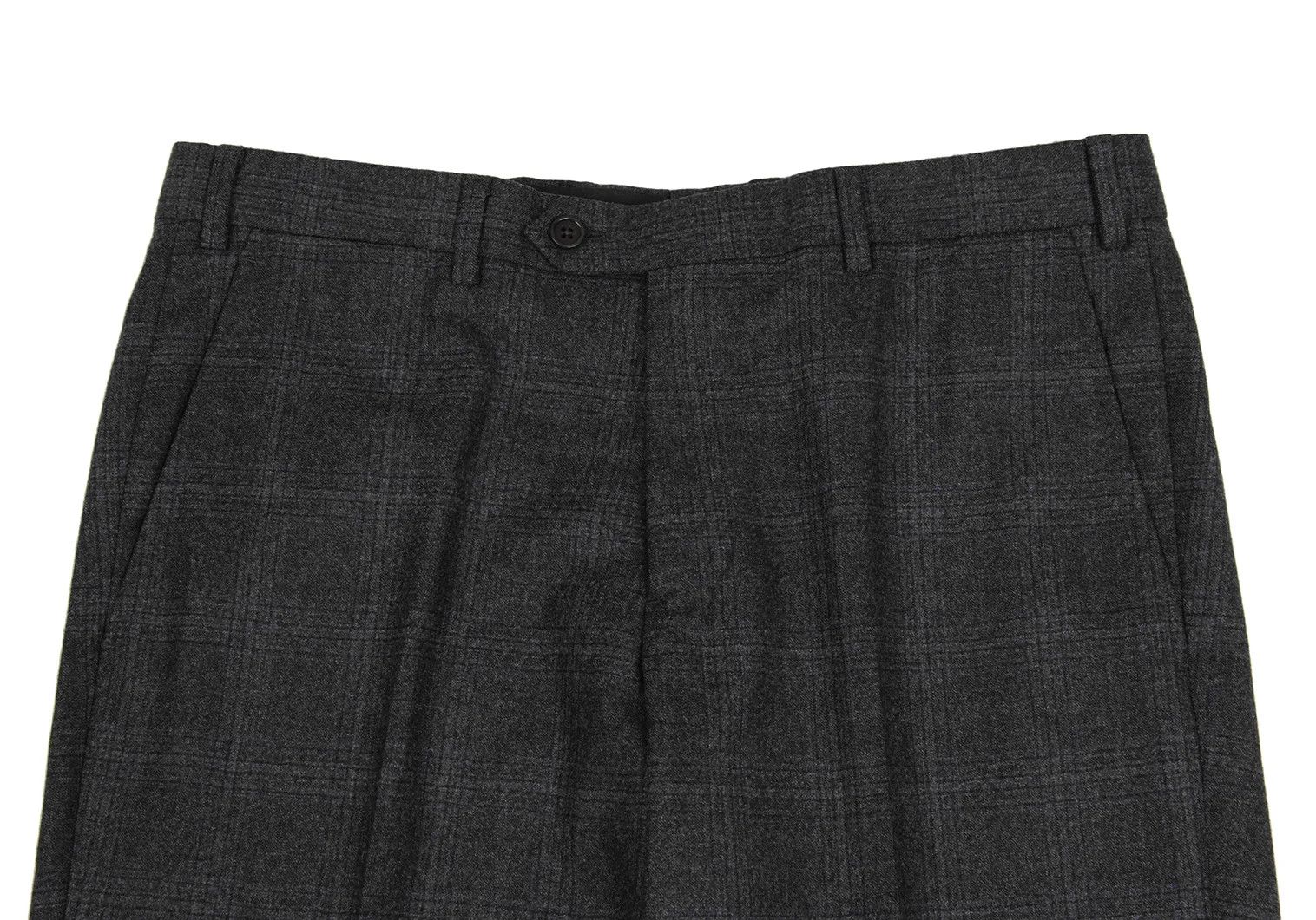 Armani Collezioni Wool Glen Check Double-Hem Pants in Charcoal Navy Size US 26 / EU 42 - 2 Thumbnail