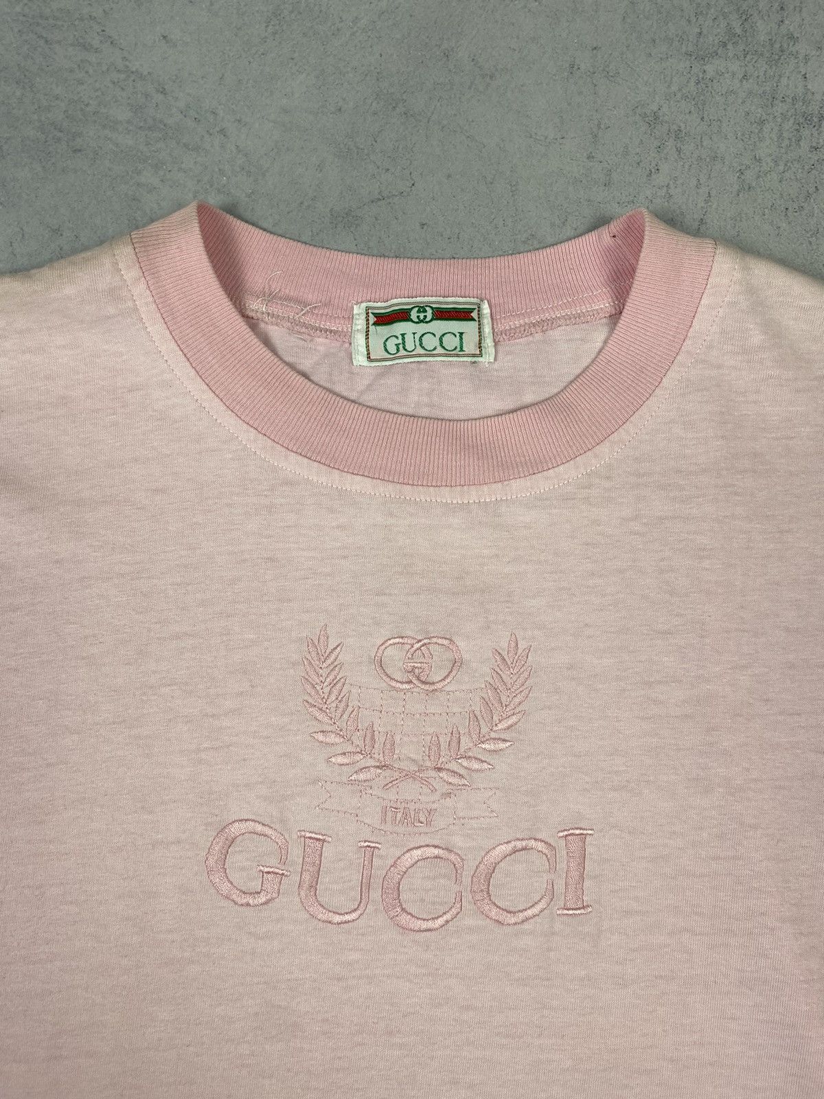 Vintage Vintage 90s Gucci Italy Emroidered Logo Pink Bootleg Tee Size US M / EU 48-50 / 2 - 5 Thumbnail