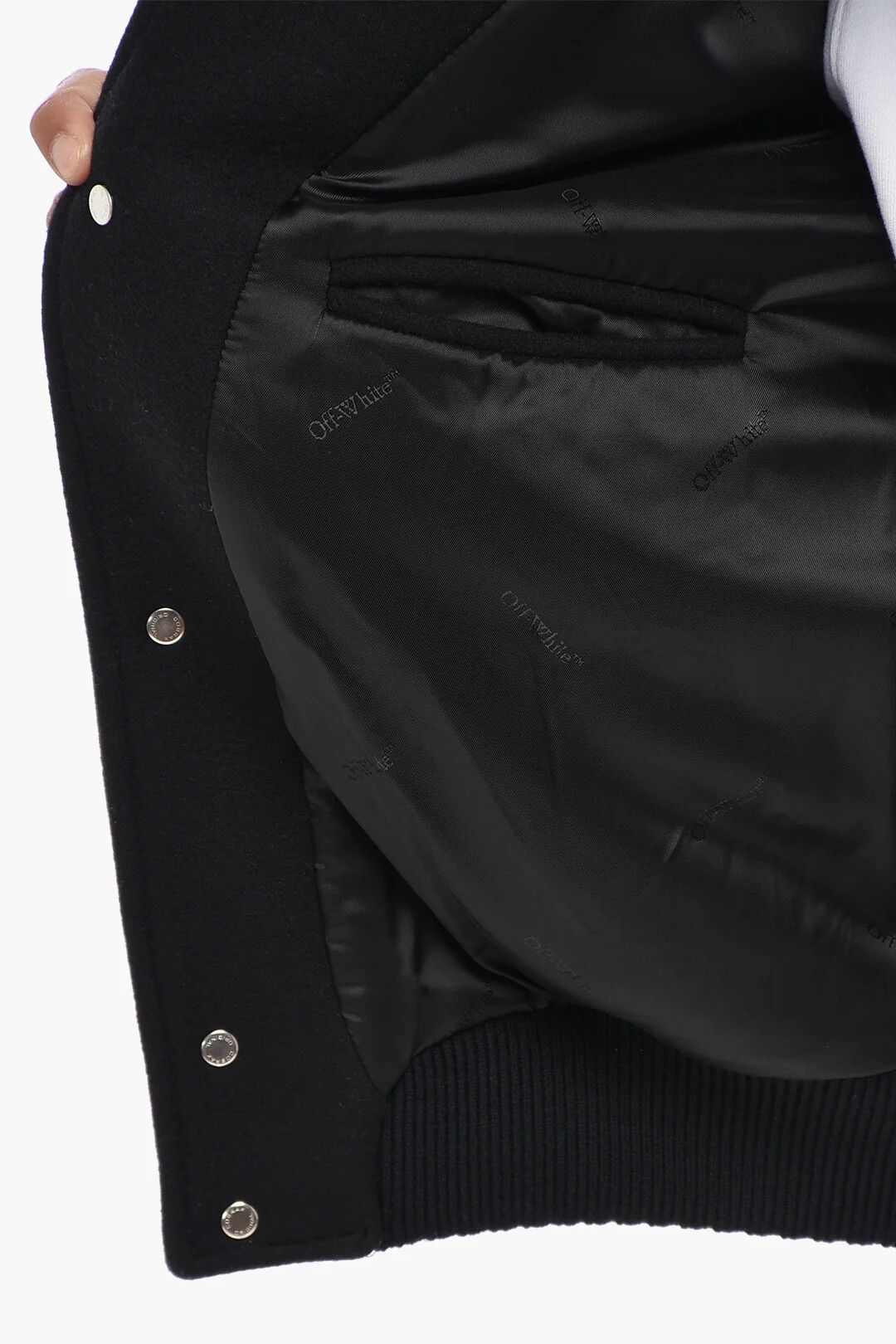Off-White og1mm0426 Wool Cloth Bomber Jacket in Black Size US M / EU 48-50 / 2 - 5 Thumbnail