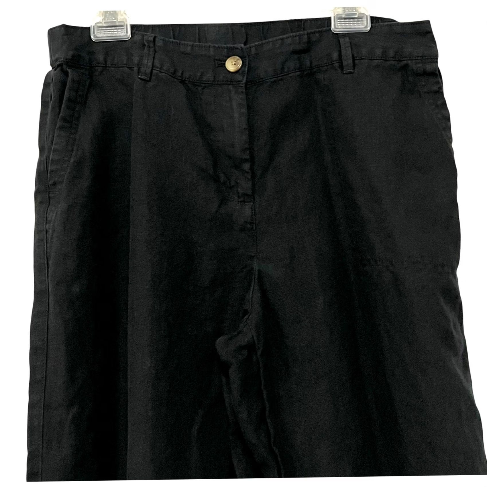 J. Jill J Jill Love Linen Black Pants Relaxed Stretch Waist Pockets Women’s Sz Petite M PM Inseam 22 in Casual Beach Bohemian Linen Pants Women Size 32" / US 10 / IT 46 - 2 Thumbnail
