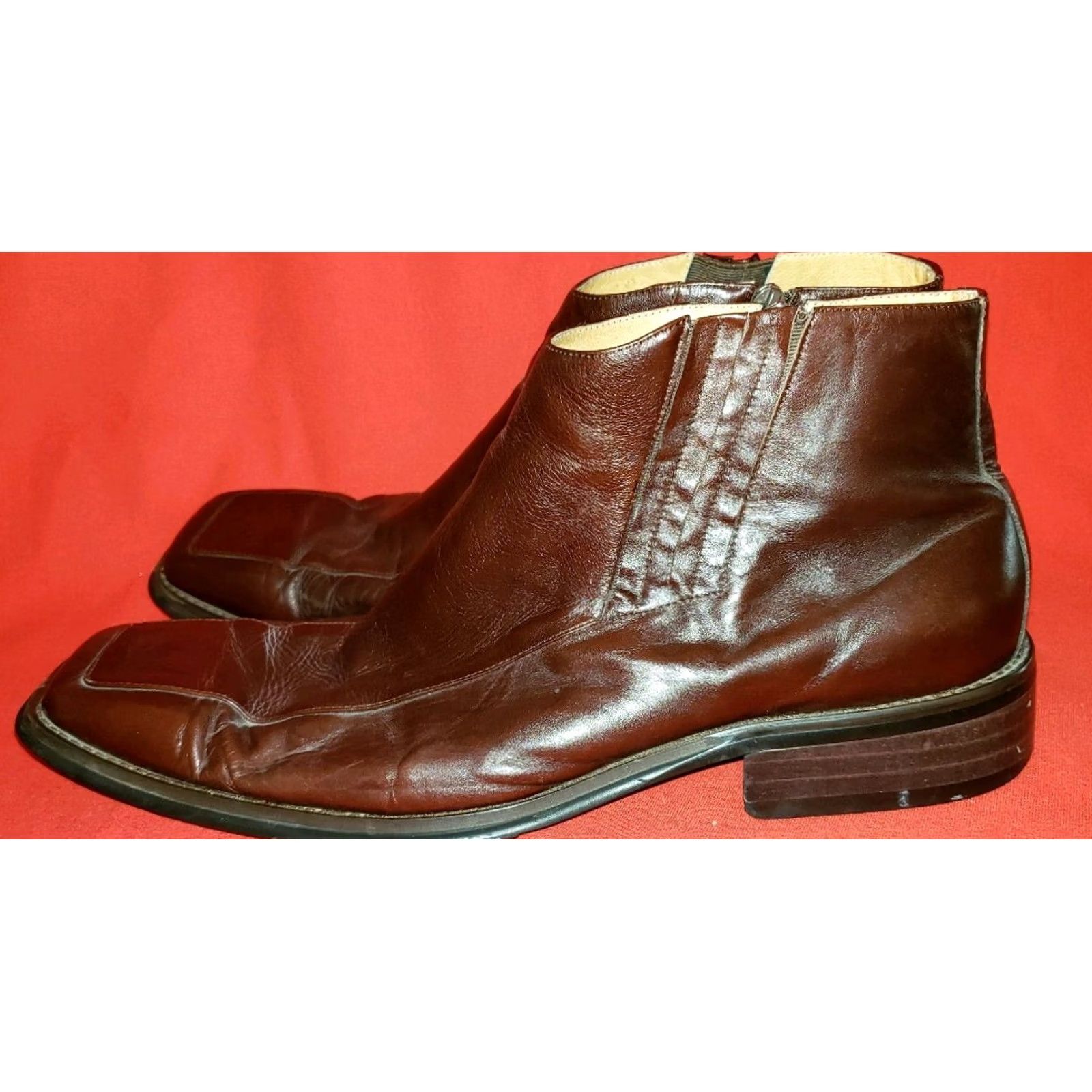 Vintage Borgesi Beverly Hills Collection Men's Ankle Boots Brown Leather Zip 13M 46EU Boots Mens Brown Leather Zip Size US 13 / EU 46 - 4 Thumbnail