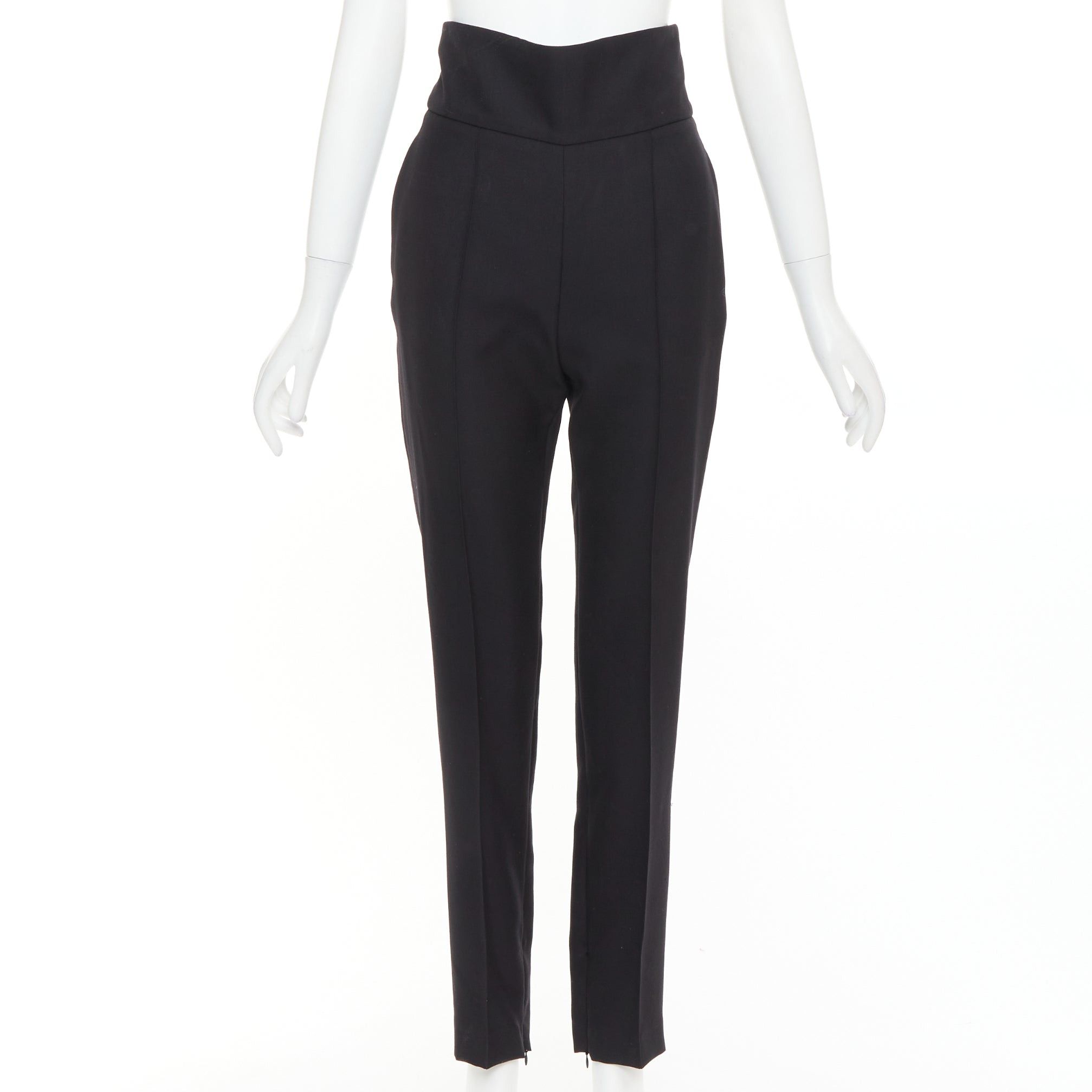 Alexandre Vauthier ALEXANDRE VAUTHIER black 100% wool high waisted pleat front cropped pants FR36 M Size 27" / US 4 / IT 40 - 1 Thumbnail