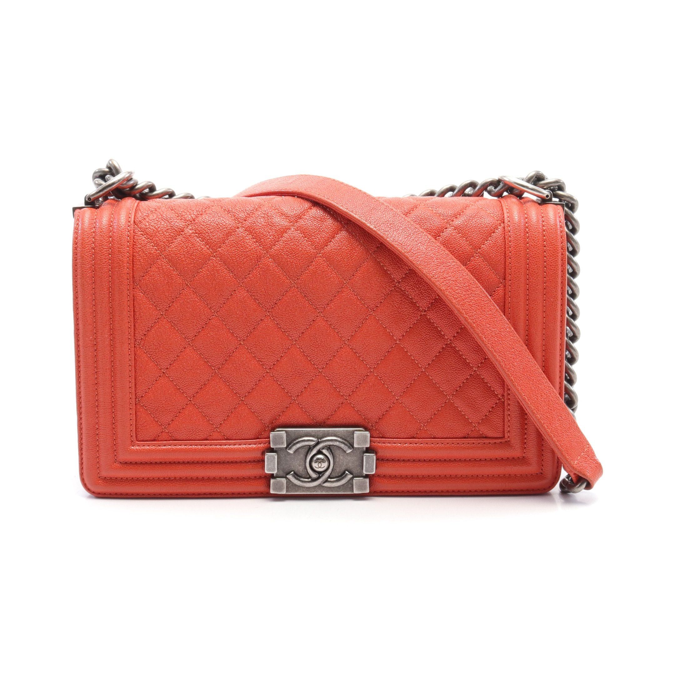 Chanel Chanel Boy Chanel Matelasse Chain Shoulder Bag Caviar Skin Orange Antique Silver Hardware Size ONE SIZE - 1 Thumbnail