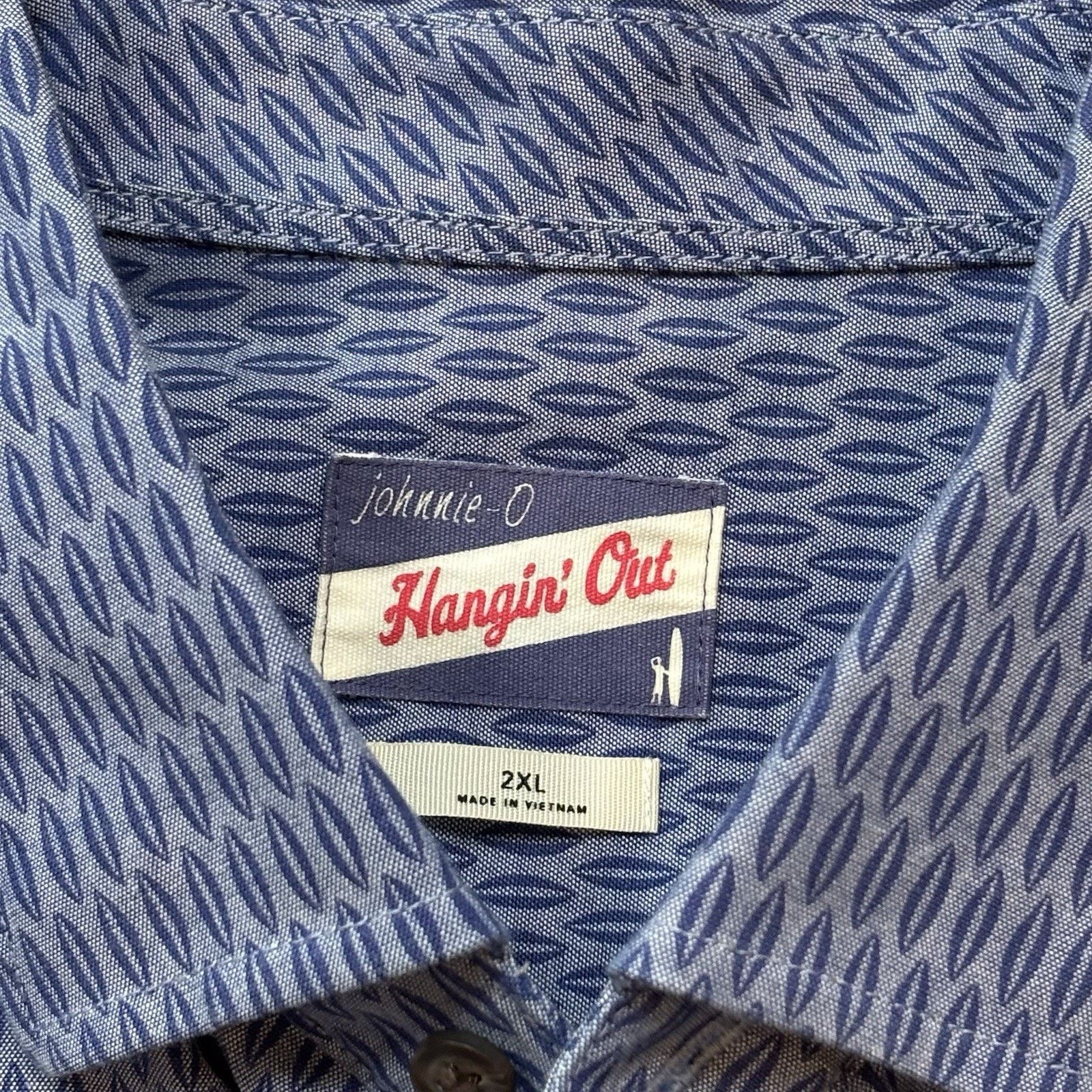 johnnie-O JohnnieO Blue Geometric Print Finley Button Down Stretch XXL Size US XXL / EU 58 / 5 - 2 Thumbnail