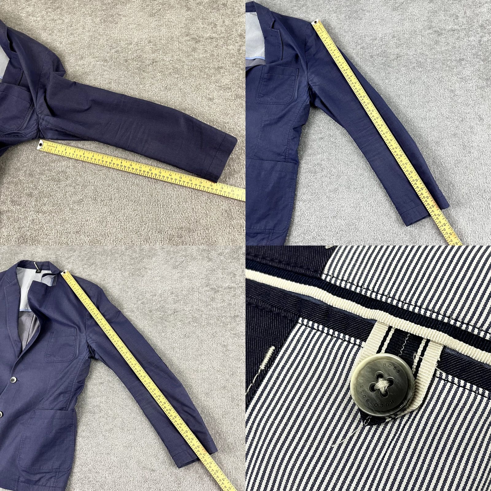 Hugo Boss HUGO BOSS Blazer Mens 42 Regular Washed Indigo Blue Sport Coat 2 Button Double-Vented Size 42R - 8 Thumbnail