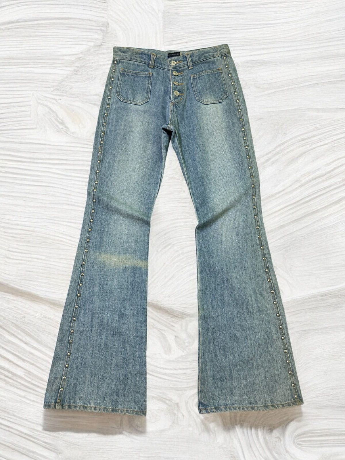 Japanese Brand Flare Vintage Daily Topics Studded Bell Bottom Denim Size US 28 / EU 44 - 1 Thumbnail