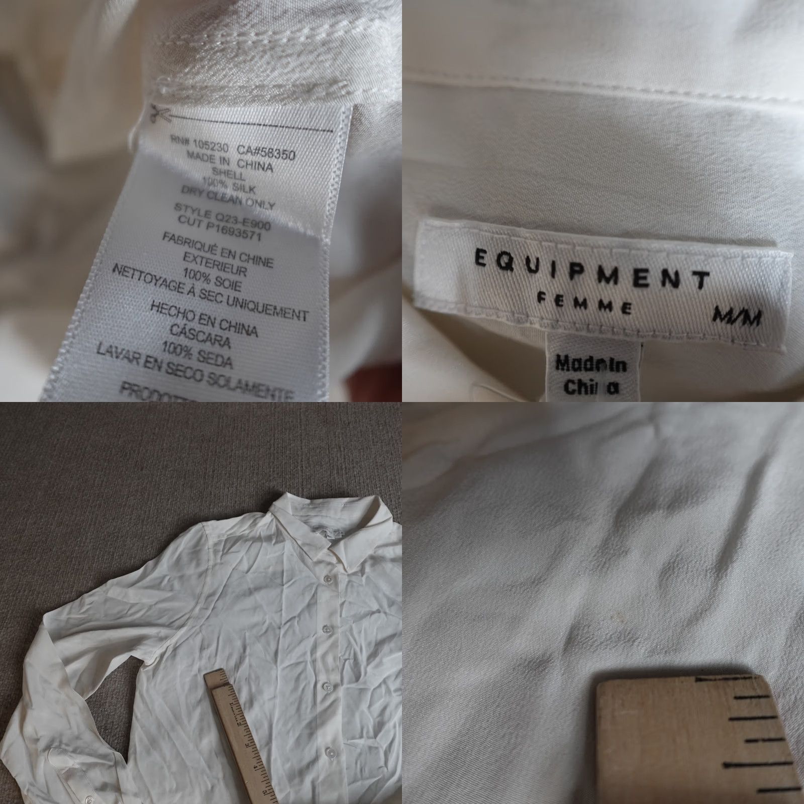 Equipment Equipment Womens Shirt Medium White 100% Silk Solid Blouse Long Sleeve Collared Button Casual Satin? Size M / US 6-8 / IT 42-44 - 8 Thumbnail