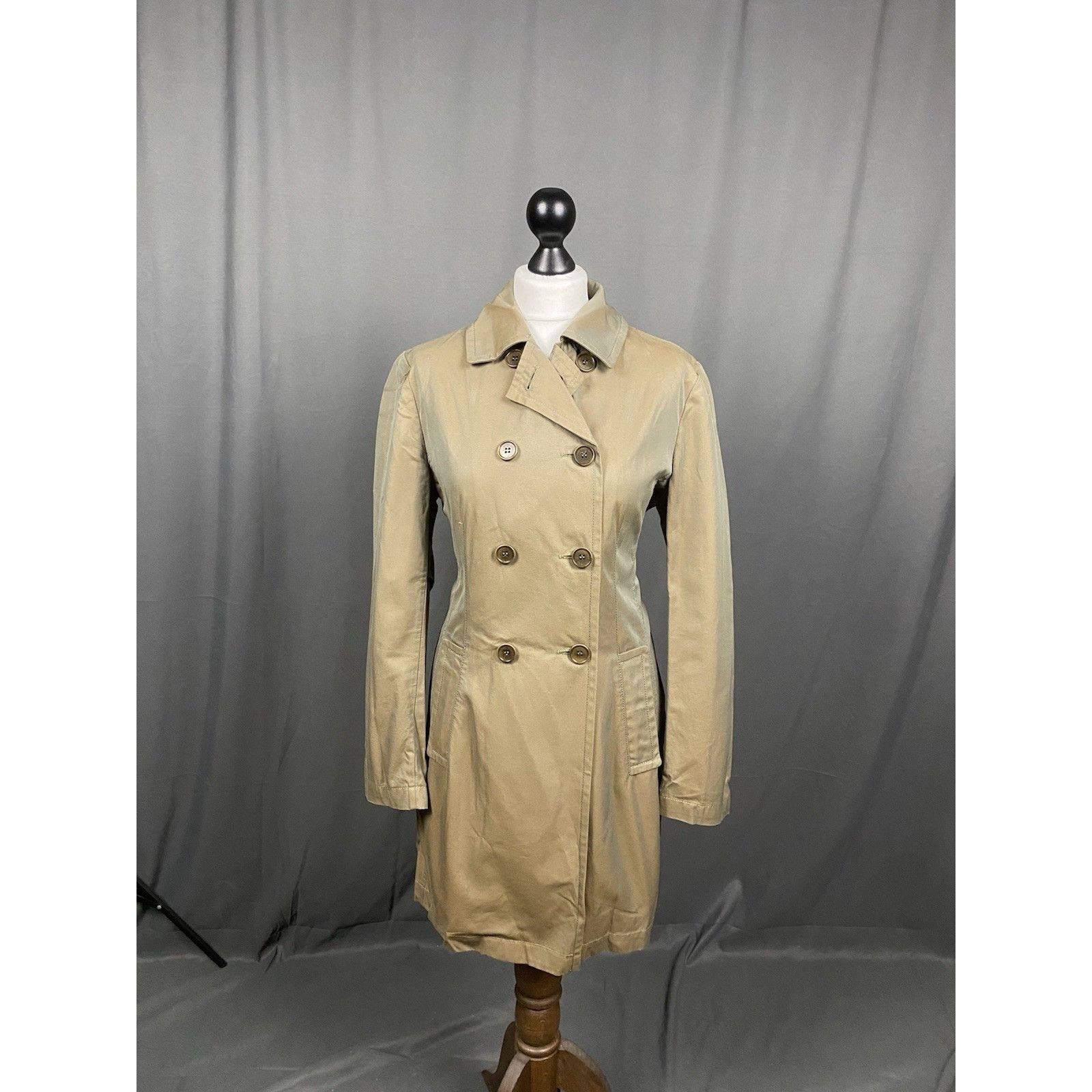 Aspesi Alberto Aspesi Women's Green Brown Double Breasted Trench Pe Size L / US 10 / IT 46 - 3 Thumbnail